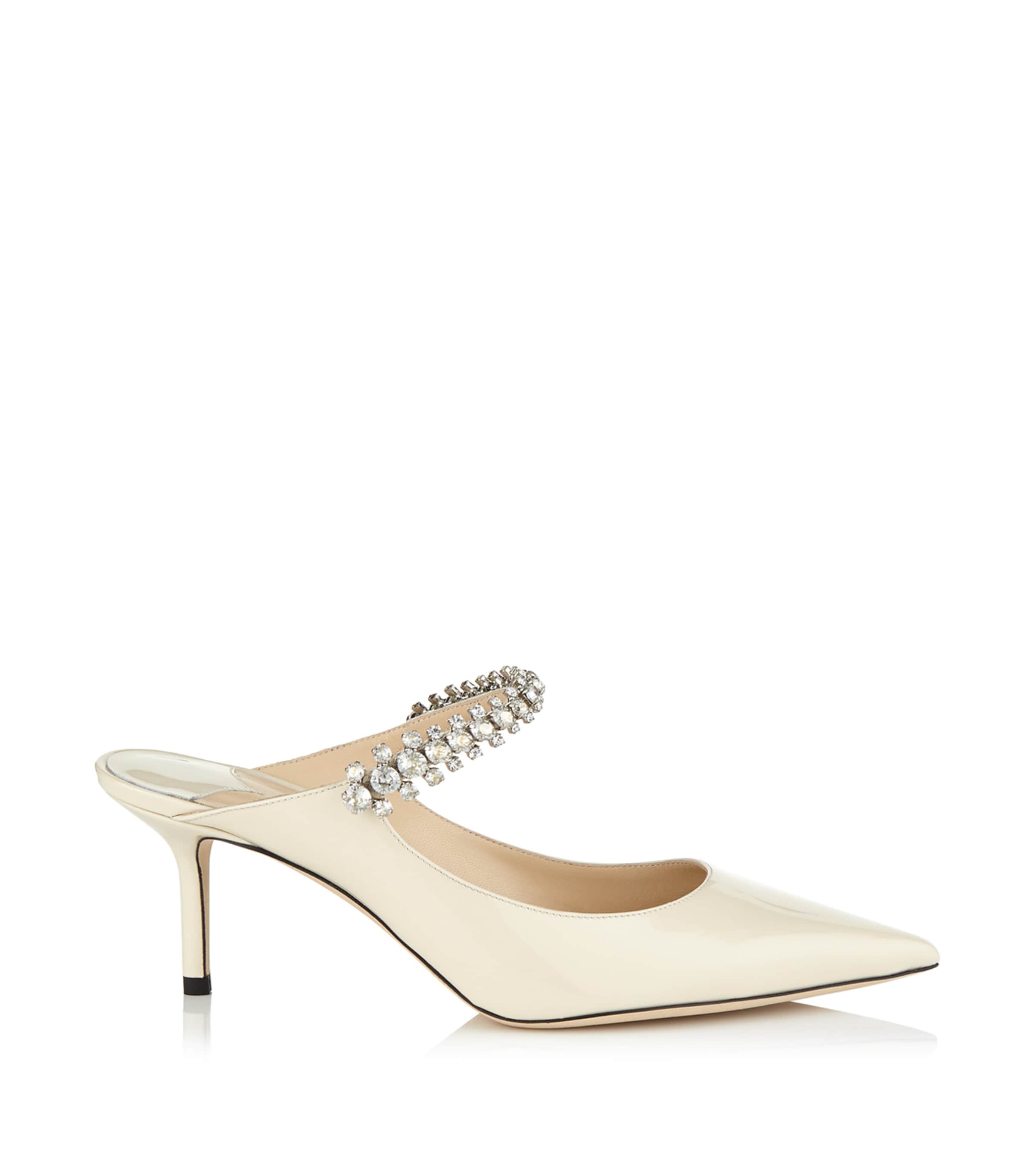 Jimmy Choo Bing 65 Crystal-embellished Mules In Cream Leather In White