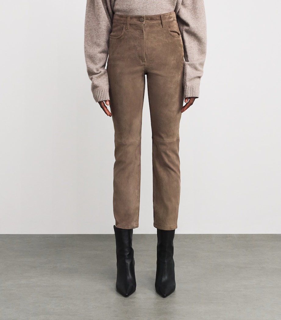 Suede Duke Flared Trousers MUSHROOM Image 3