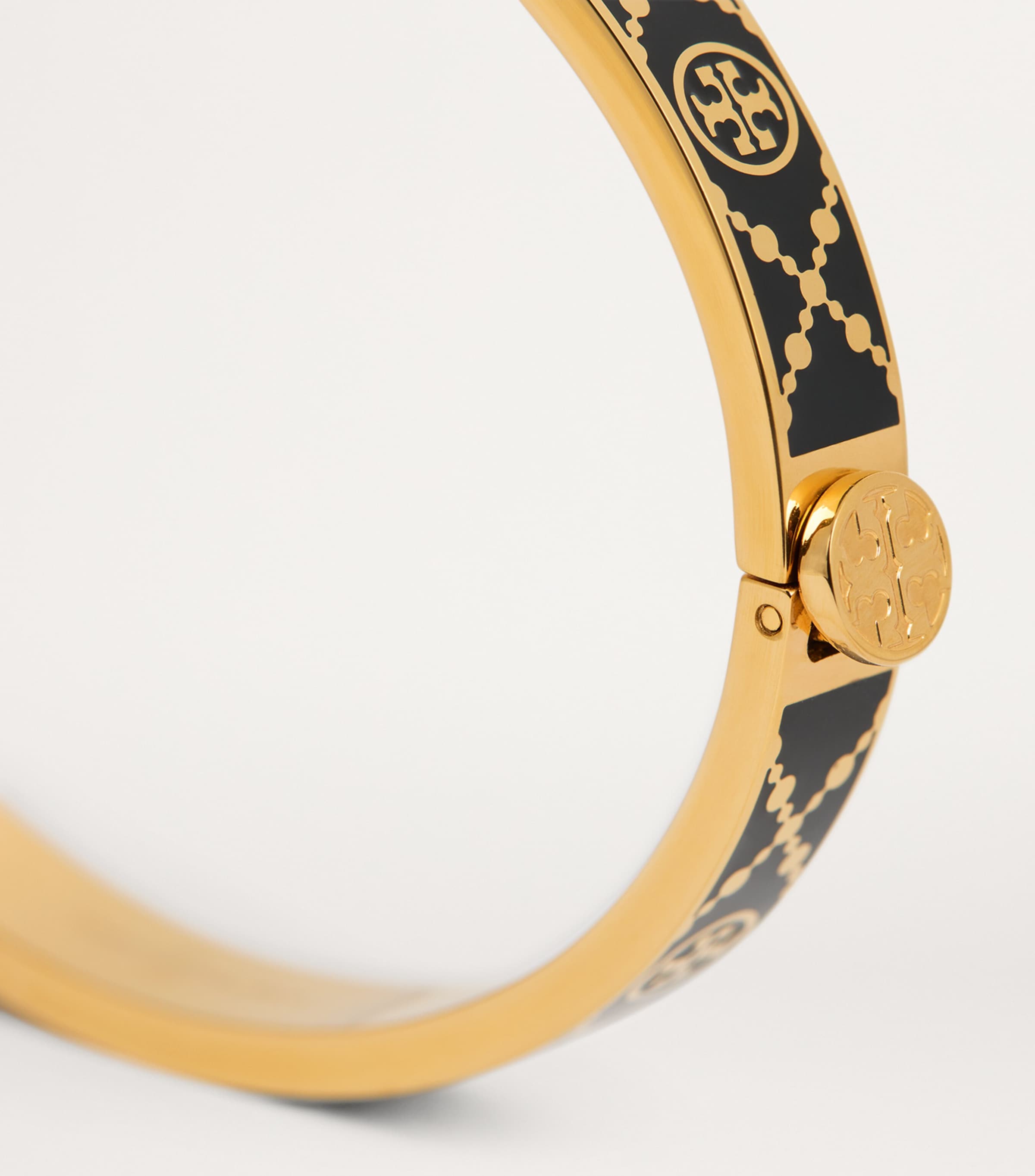 Double T Monogram Hinge Bangle TORY GOLD / BLACK Image 6