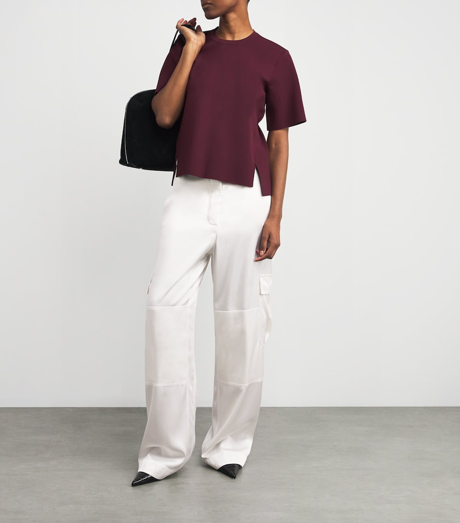 Satin Cargo Trousers 9124 MILKY WHITE Image 2