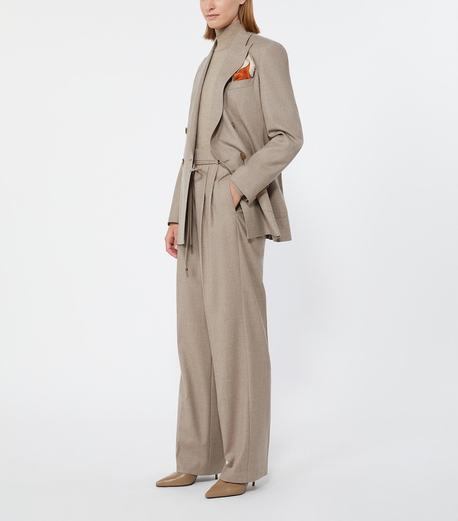 Max Mara Womens Stretch-Cashmere String-Belt Trousers Sand Image 4