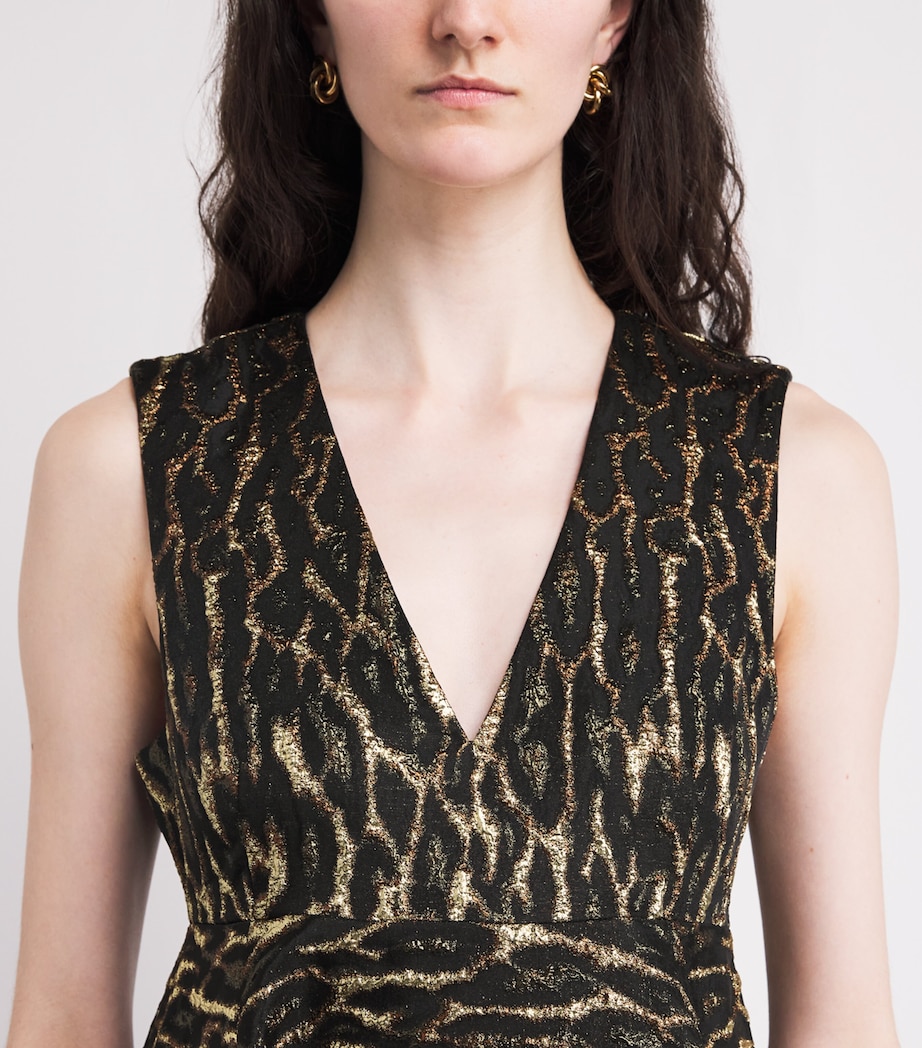 Metallic Leopard Jacquard Maxi Dress 01X ANTIQUE BRONZE Image 4