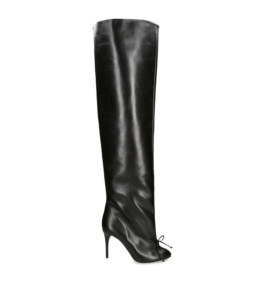 Leather Bow Over-The-Knee Boots 90 BLACK Image 1