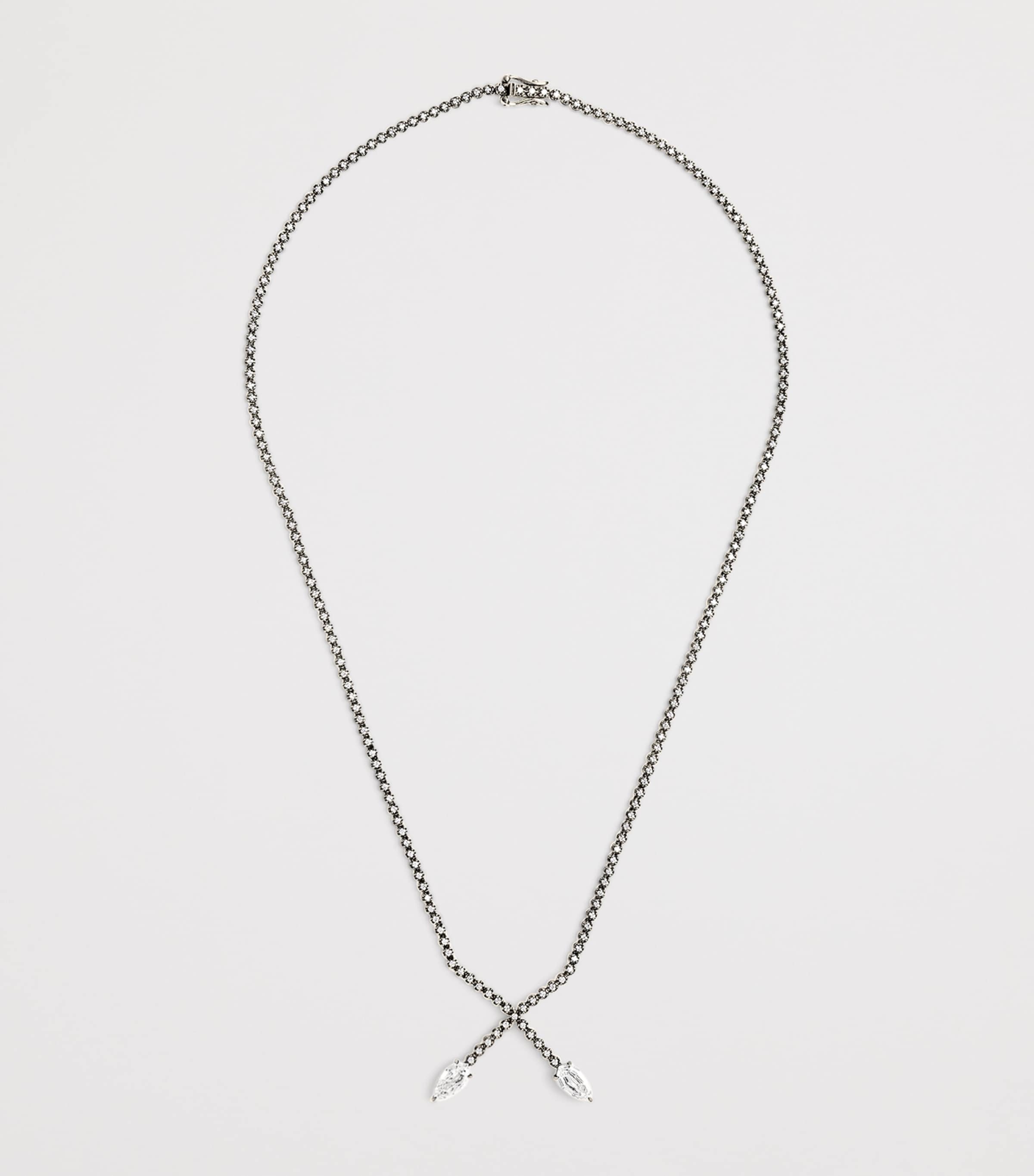 Blackened White Gold and Diamond X Necklace BLACK GOLD Image 3