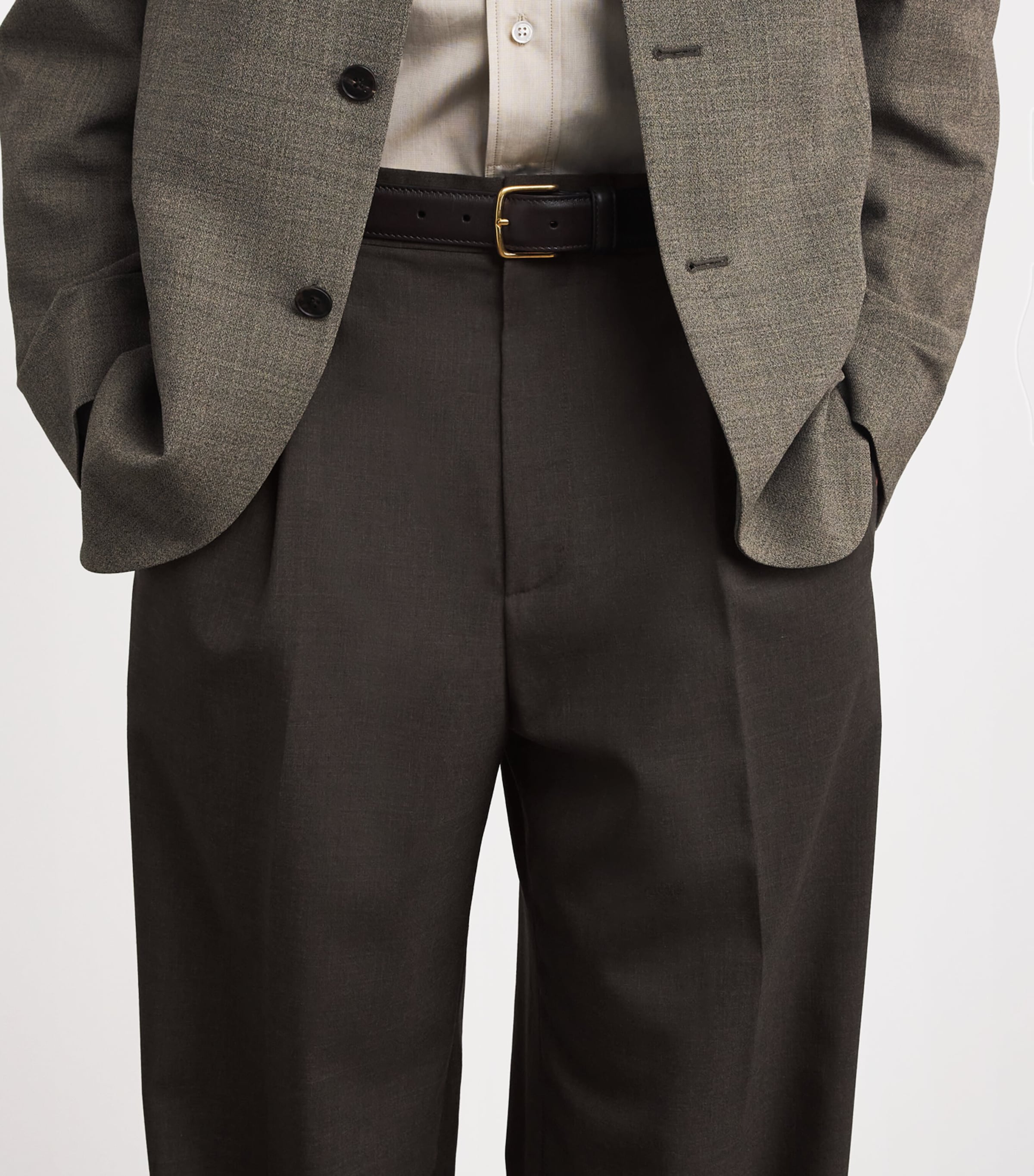 The Row Mens Thom Wool Trousers Dark Brown Image 5
