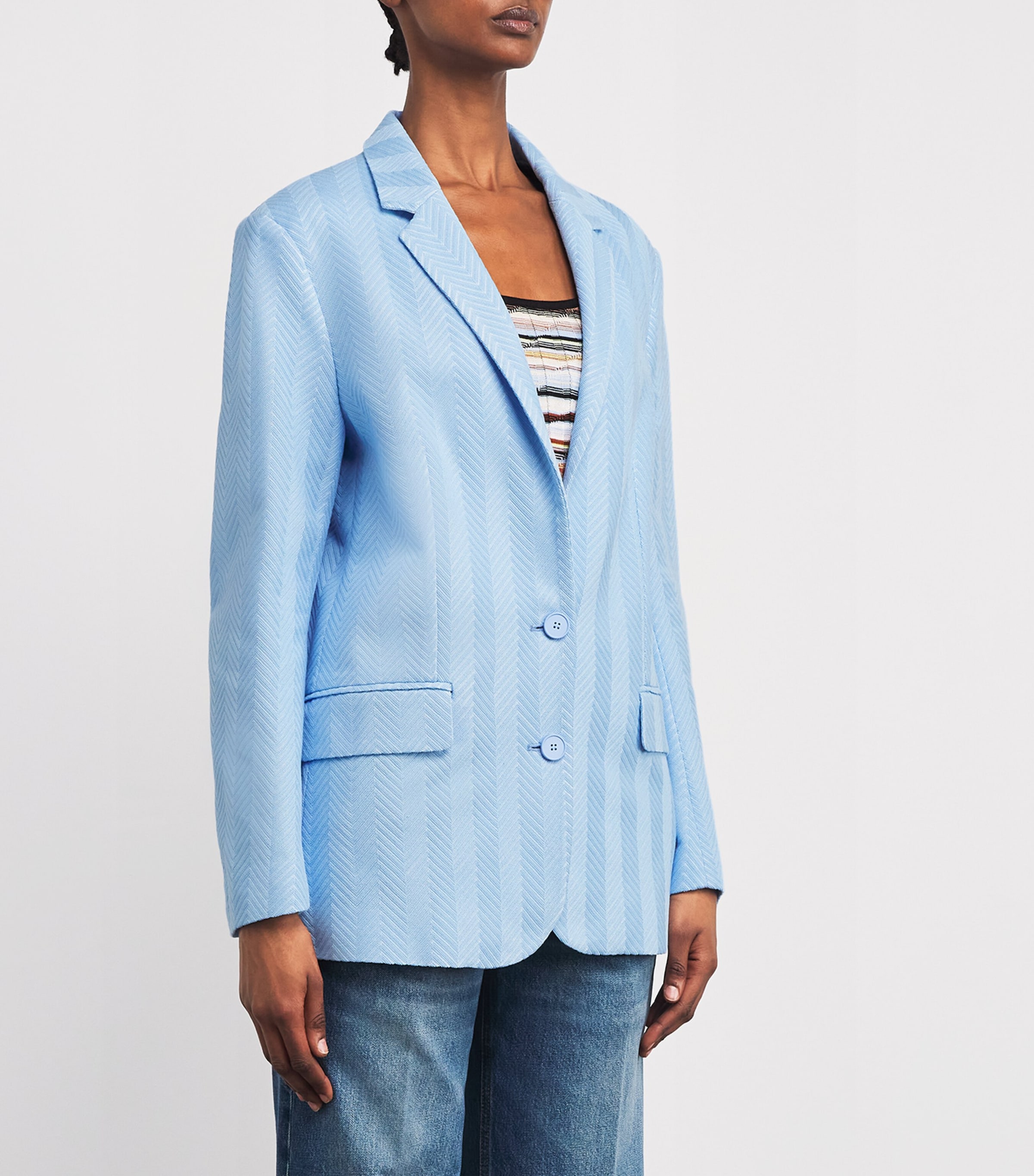 Missoni Womens Cotton-Blend Zigzag Blazer Open Air Image 3