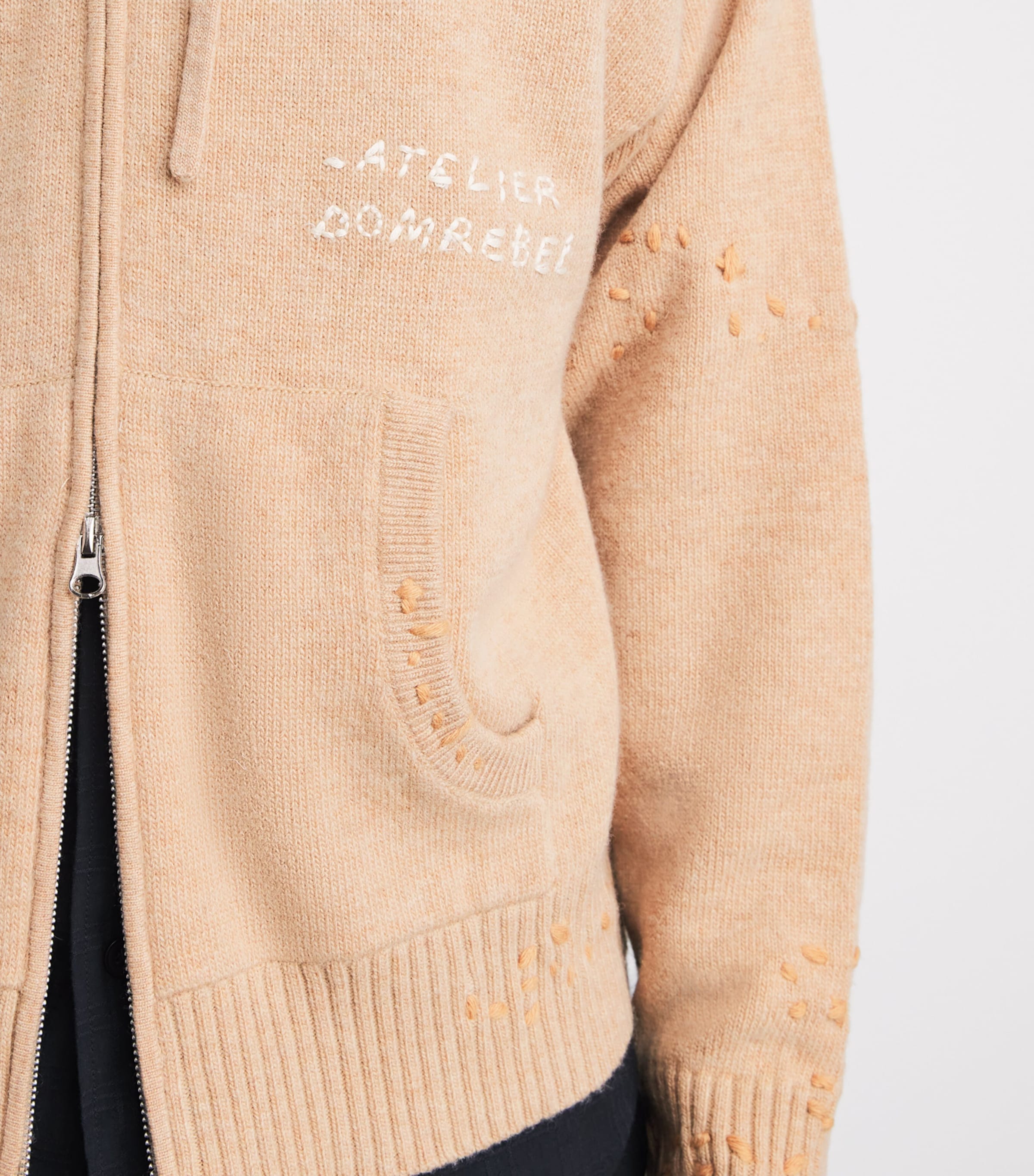 DOMREBEL Mens Wool-Blend Nightcrawler Hoodie Beige Image 3