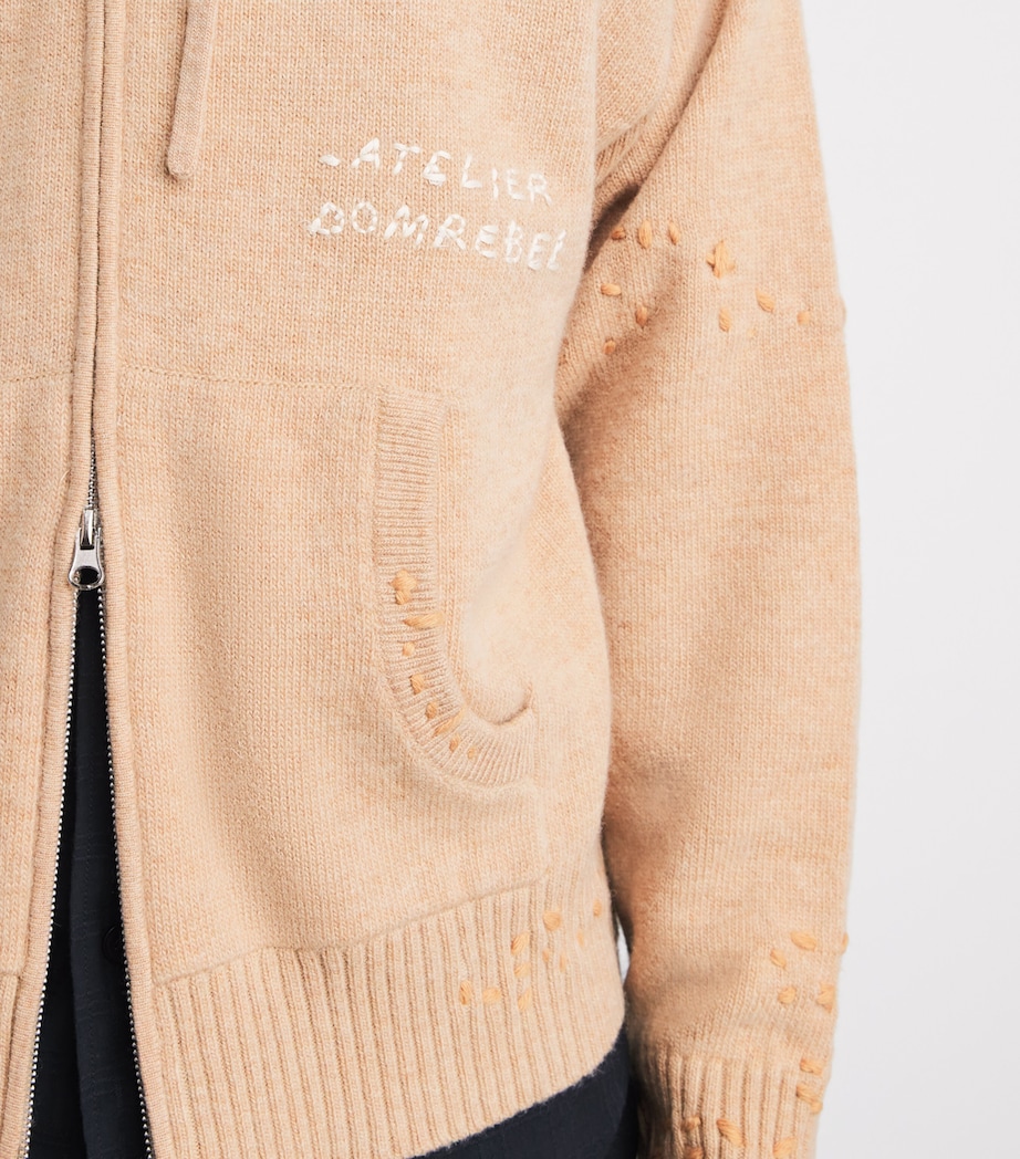DOMREBEL Mens Wool-Blend Nightcrawler Hoodie Beige Image 3
