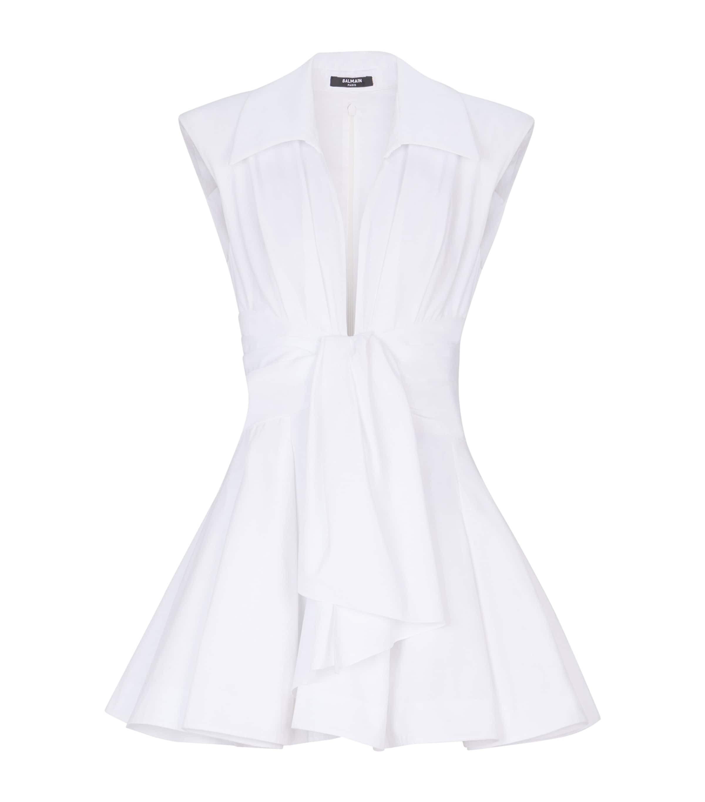 Balmain Womens Cotton Shirt Mini Dress Blanc Optique Image 1