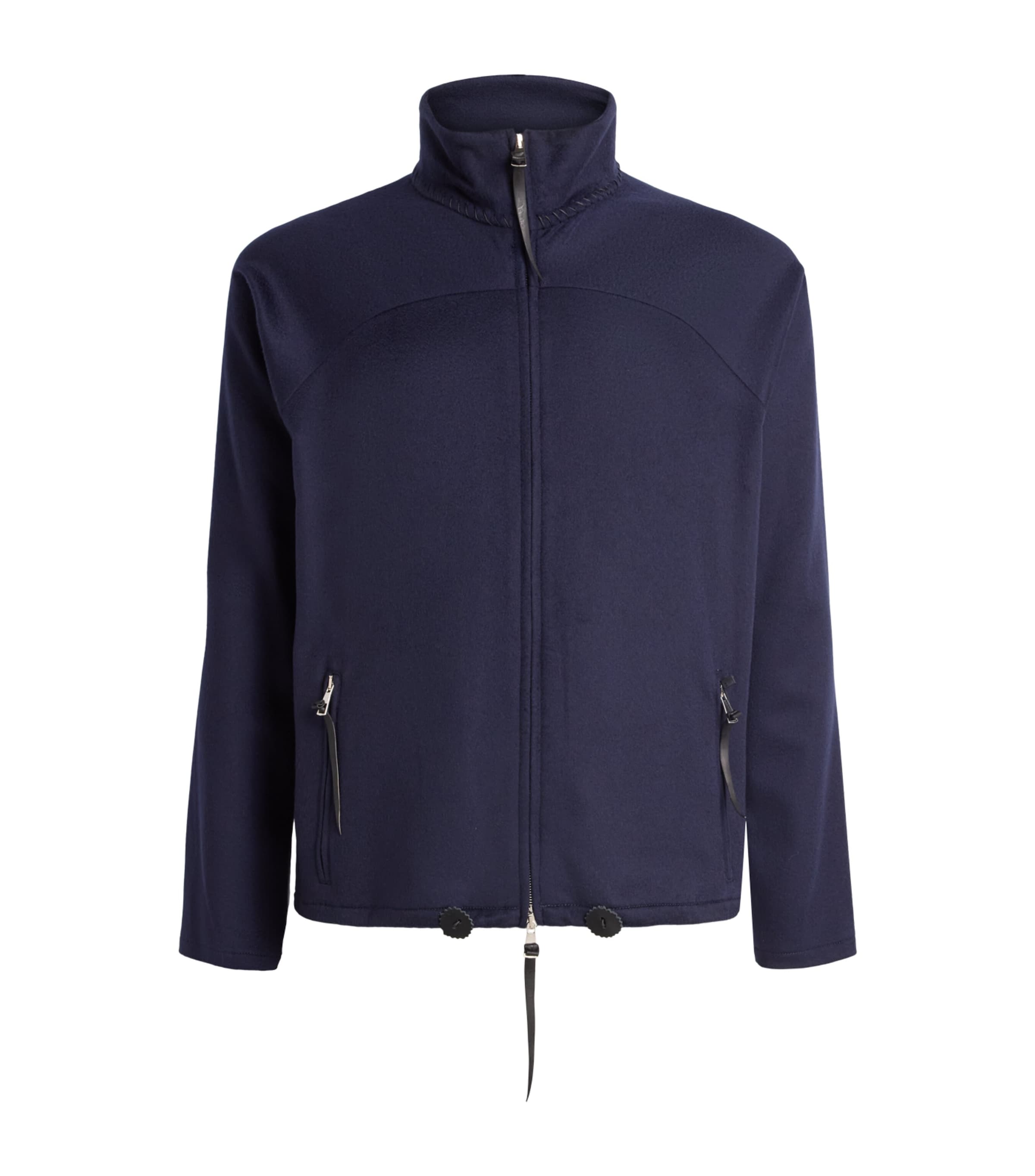 Alan Scott Mens Cashmere-Blend Track Sweater Midnight Image 1
