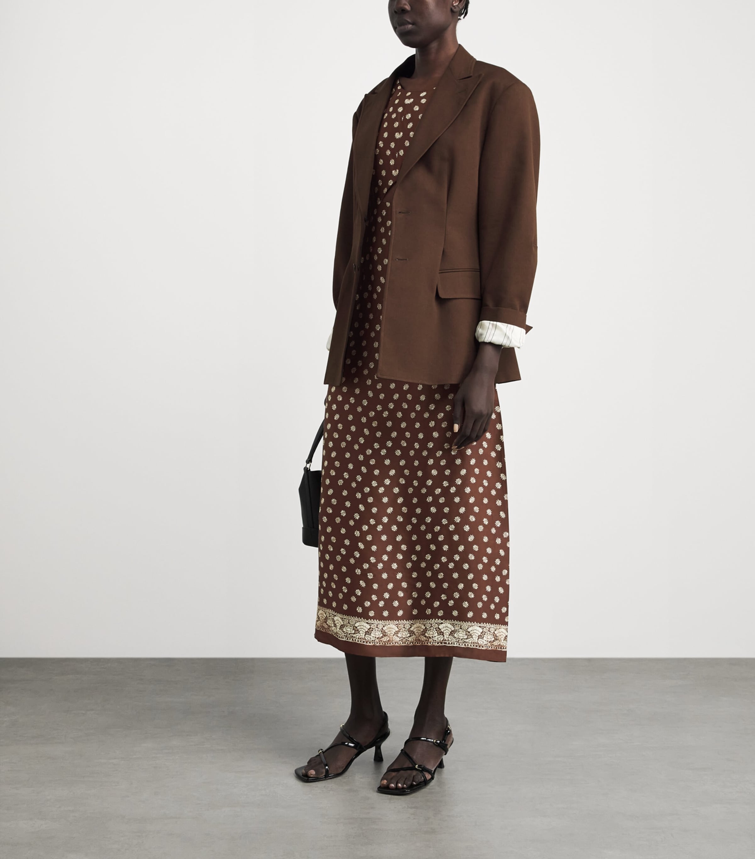Claudie Pierlot Womens Satin Printed Maxi Dress Dark Print Image 2