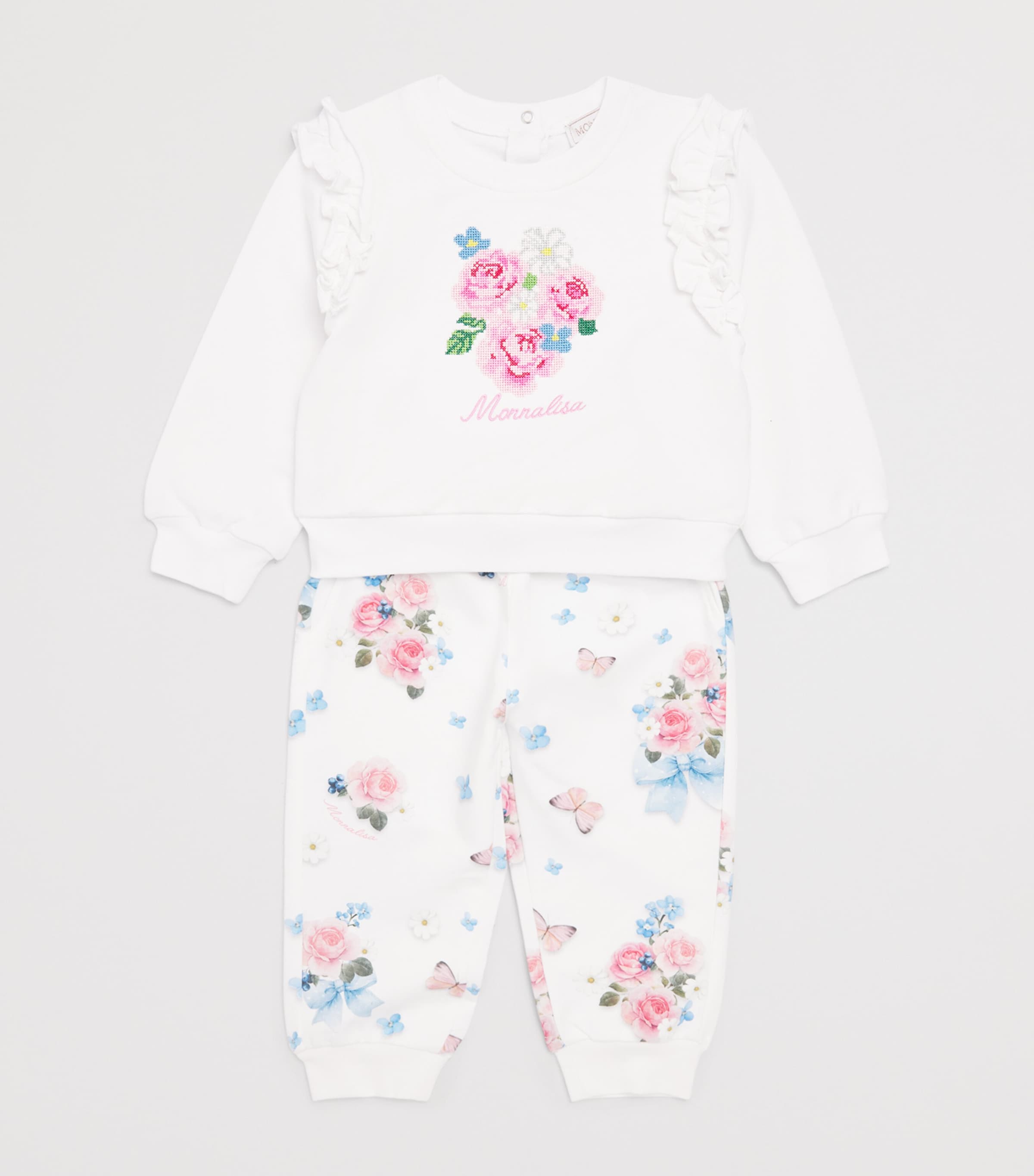 Monnalisa Floral Jacquard Sweatshirt (3-36 Months) Optical White Image 3