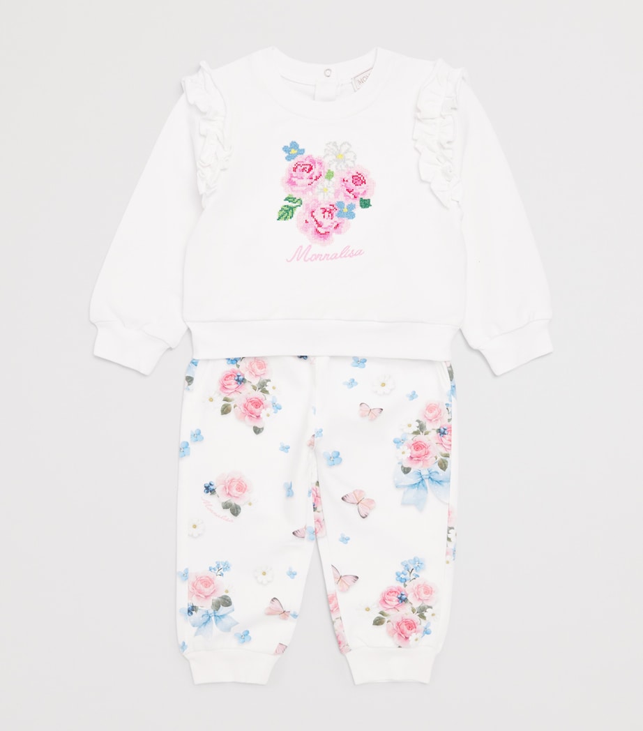Monnalisa Floral Jacquard Sweatshirt (3-36 Months) Optical White Image 3