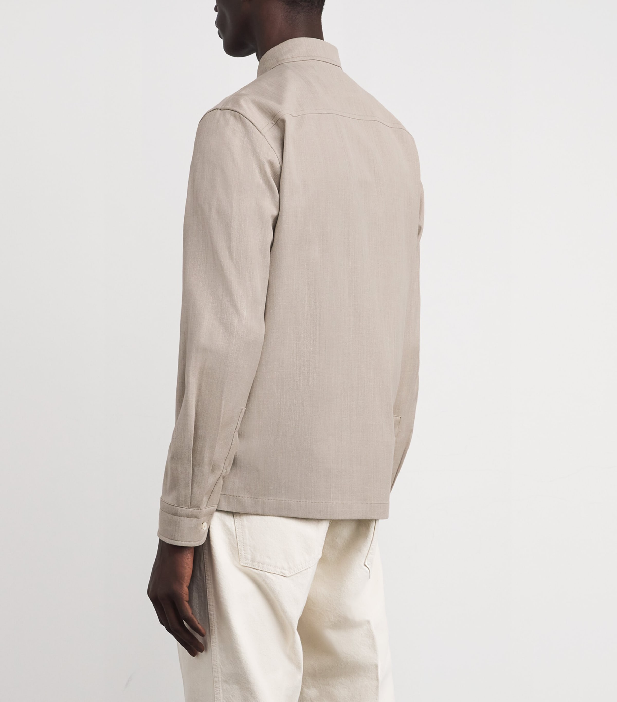 Paul & Shark Mens Wool-Silk-Linen-Blend Overshirt Beige Image 4