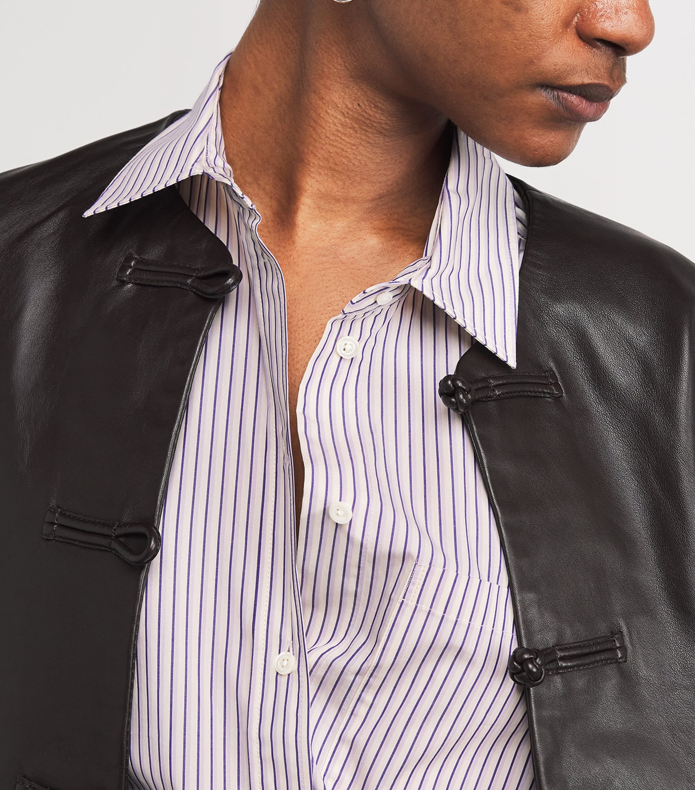 Cotton Stripe Oversized Shirt AUBERGINE MULTI Image 6