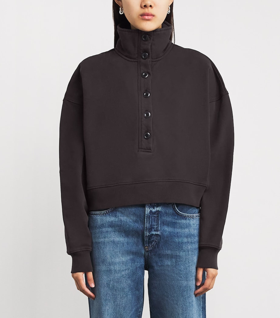Cotton Funnel-Neck Mirelle Sweatshirt CHOCOLATE Image 3