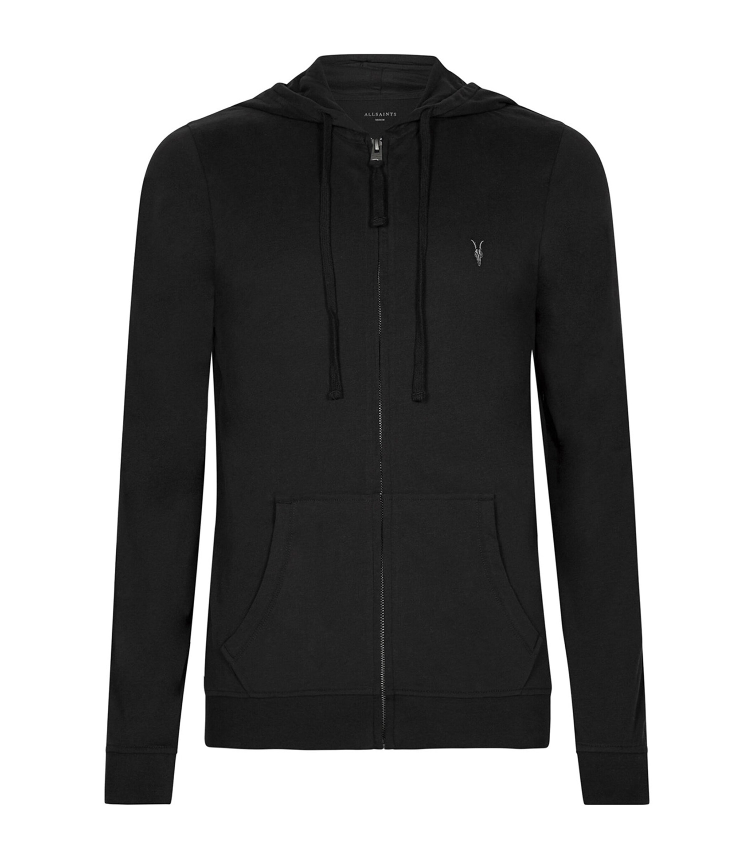 Allsaints Organic Cotton Brace Zip-up Hoodie In Black