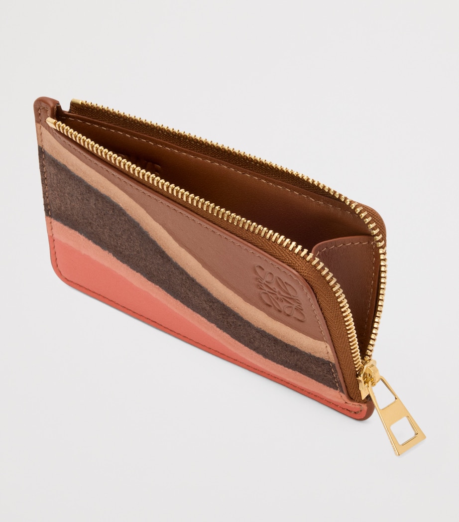 Leather Landscape Coin Card Holder PECAN PARROT PINK Image 3