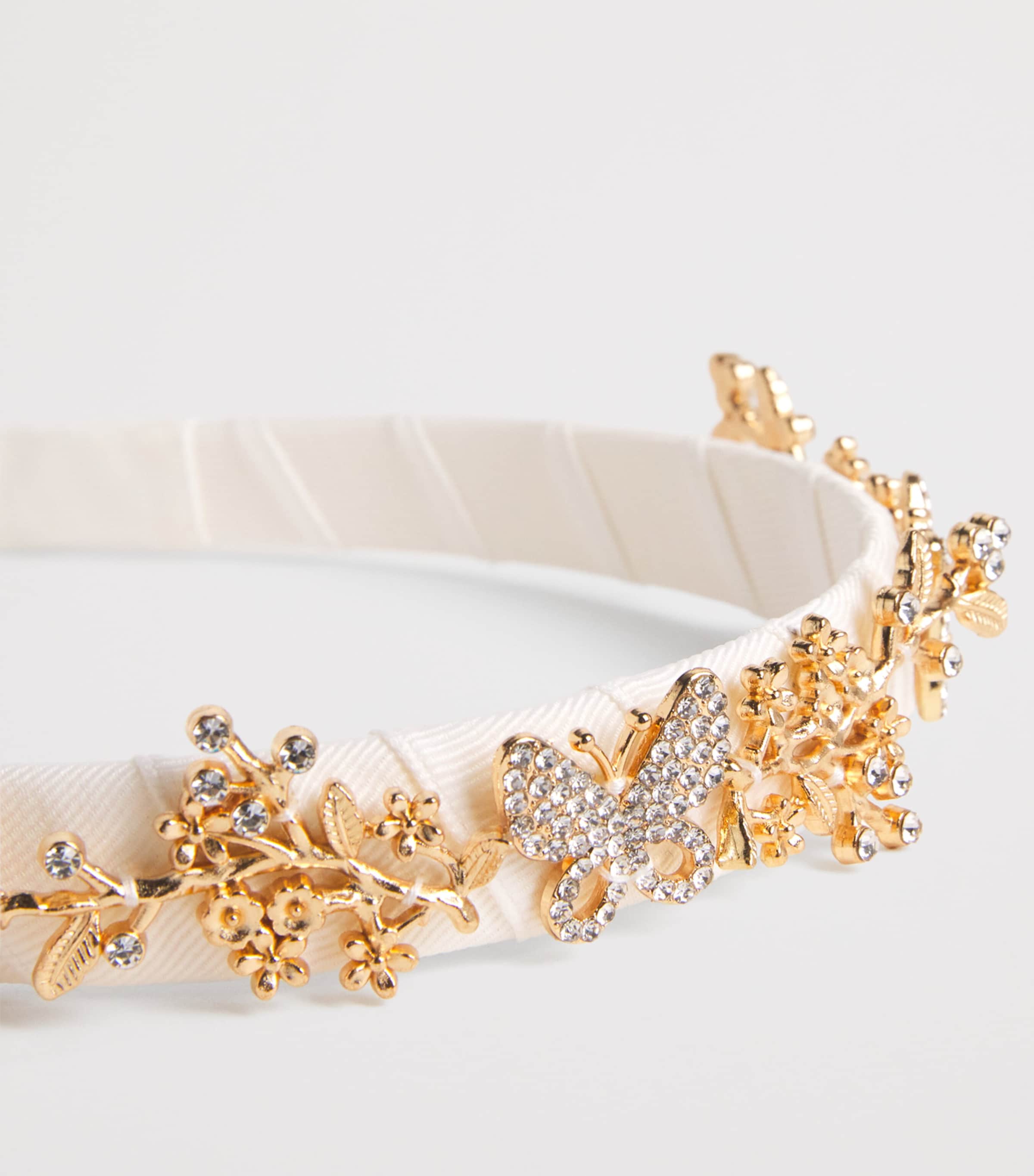 Crystal-Embellished Headband LM-IVORY WT GOLD TRM Image 3