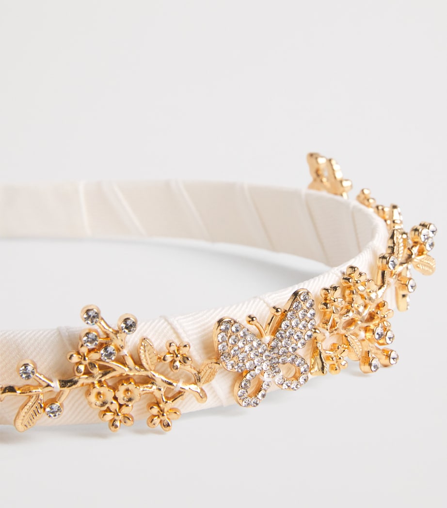 Crystal-Embellished Headband LM-IVORY WT GOLD TRM Image 3