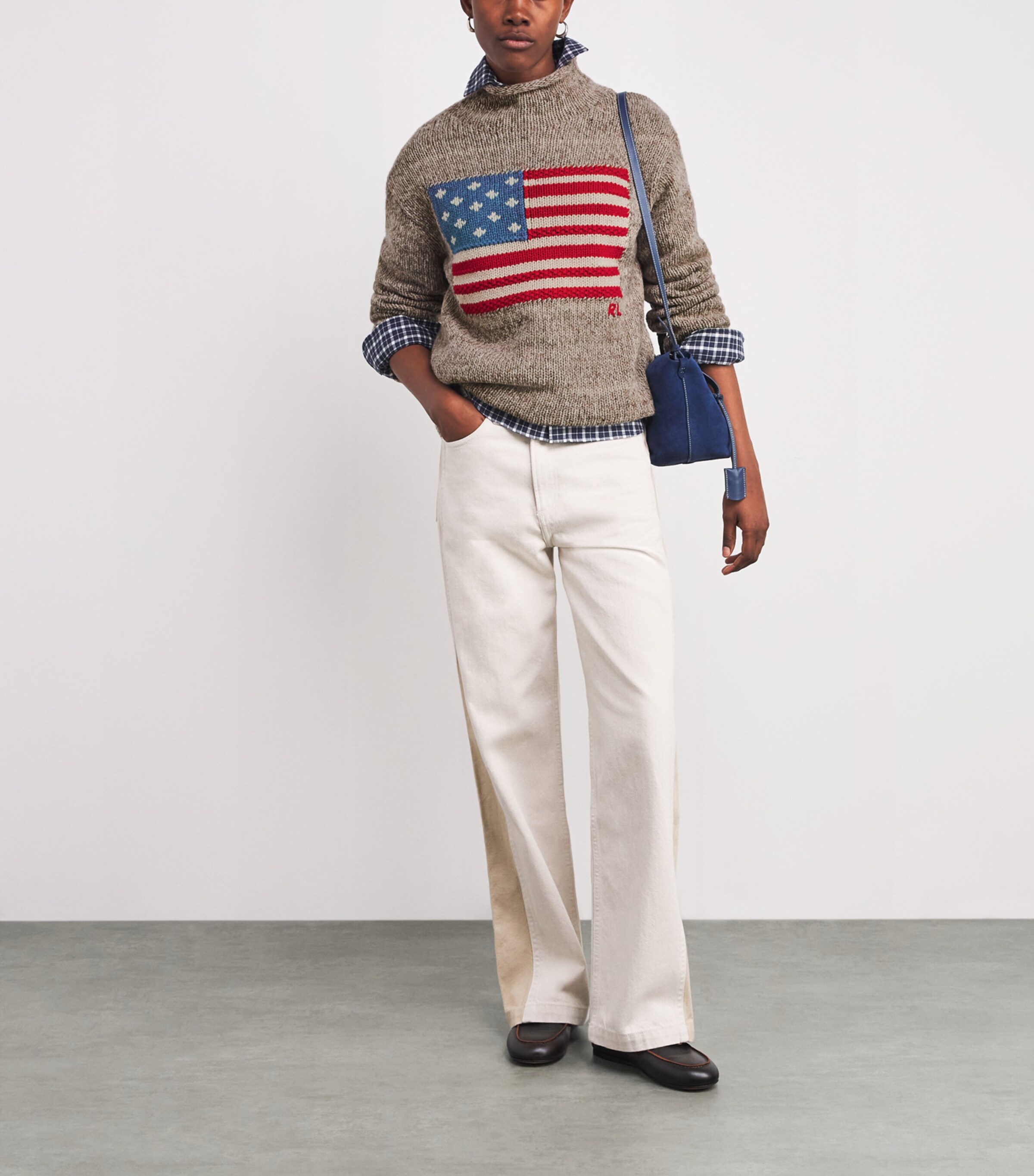Wool-Blend Flag Rollneck Sweater NATURAL MULTI Image 2