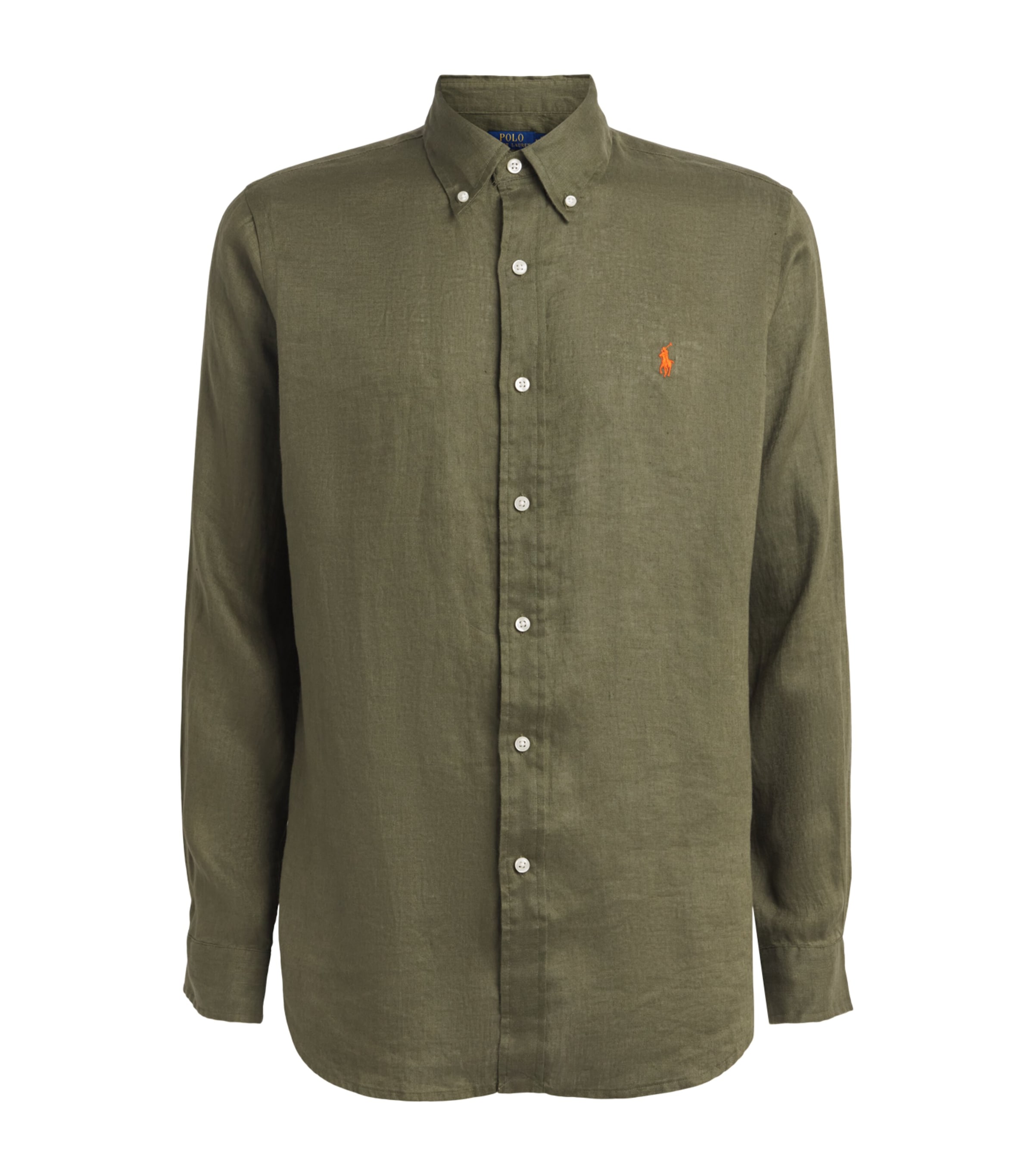 Polo Ralph Lauren Mens Linen Custom-Fit Shirt New Olive Image 1