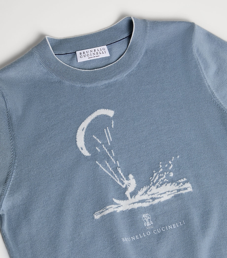Brunello Cucinelli Kids Cotton Jacquard T-Shirt (4-6 Years) Image 3