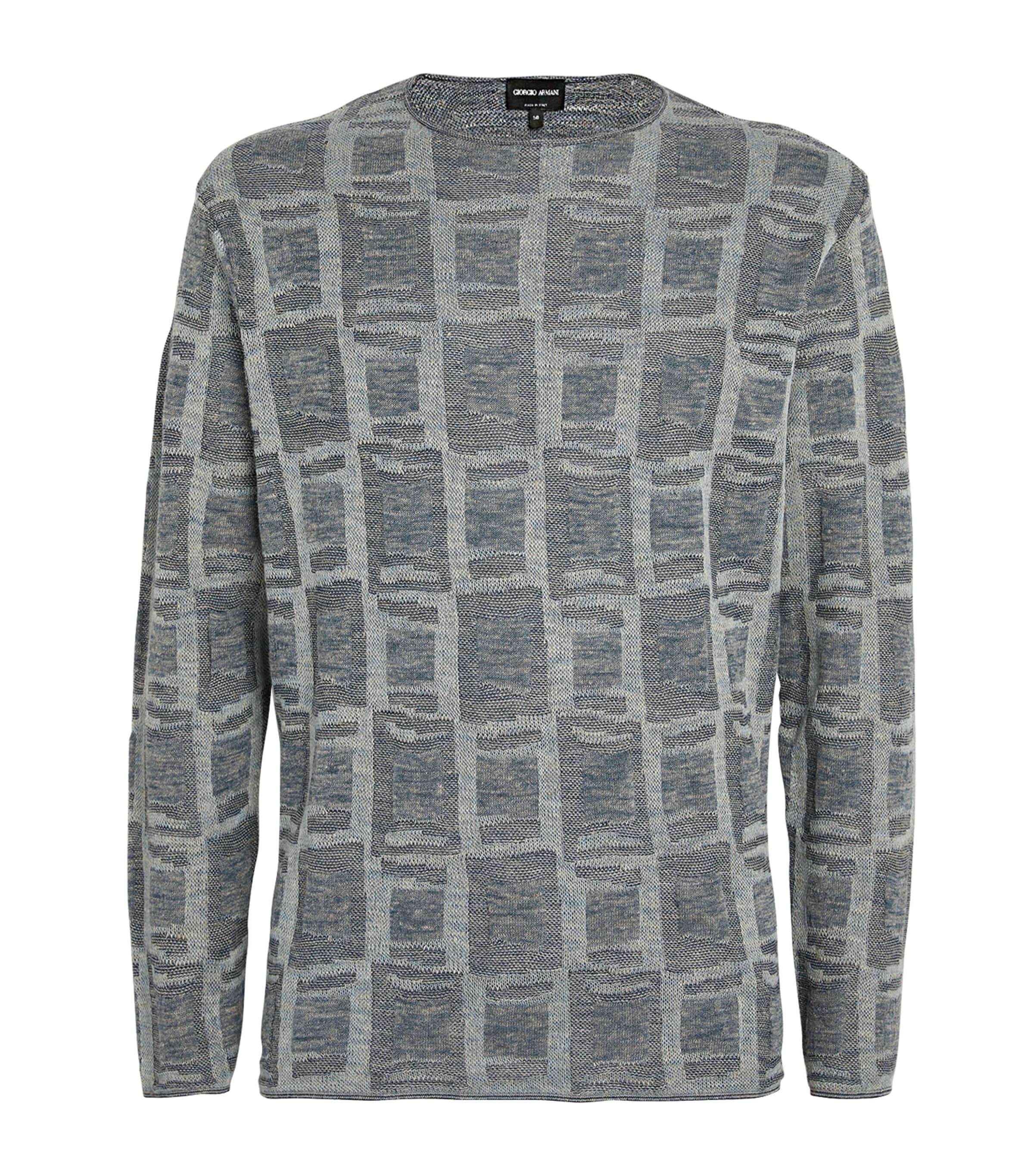 GIORGIO ARMANI LINEN-WOOL BLEND SWEATER 