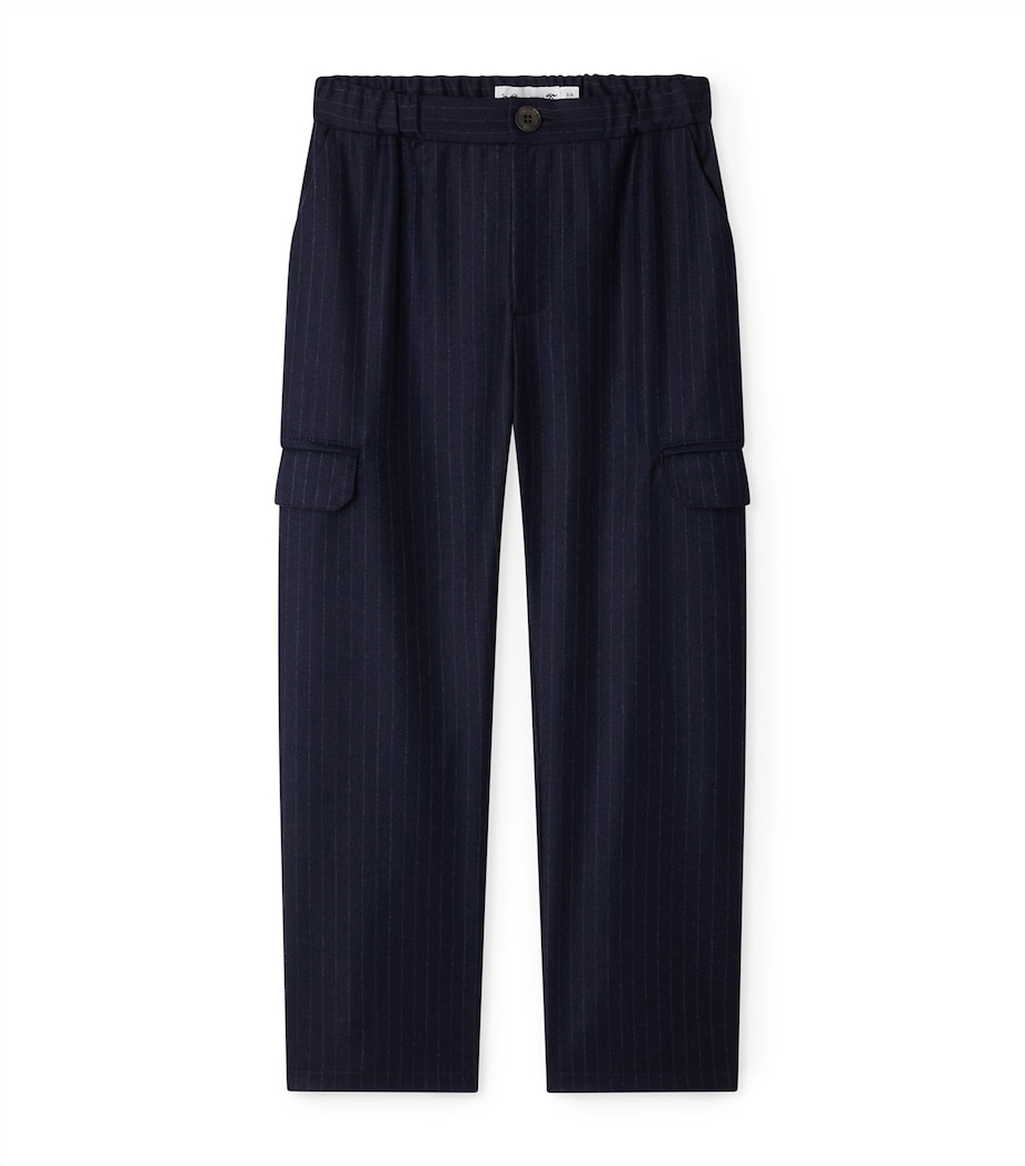 Wool Pinstripe Grant Trousers (10-14 Years) BLEU NUIT Image 1