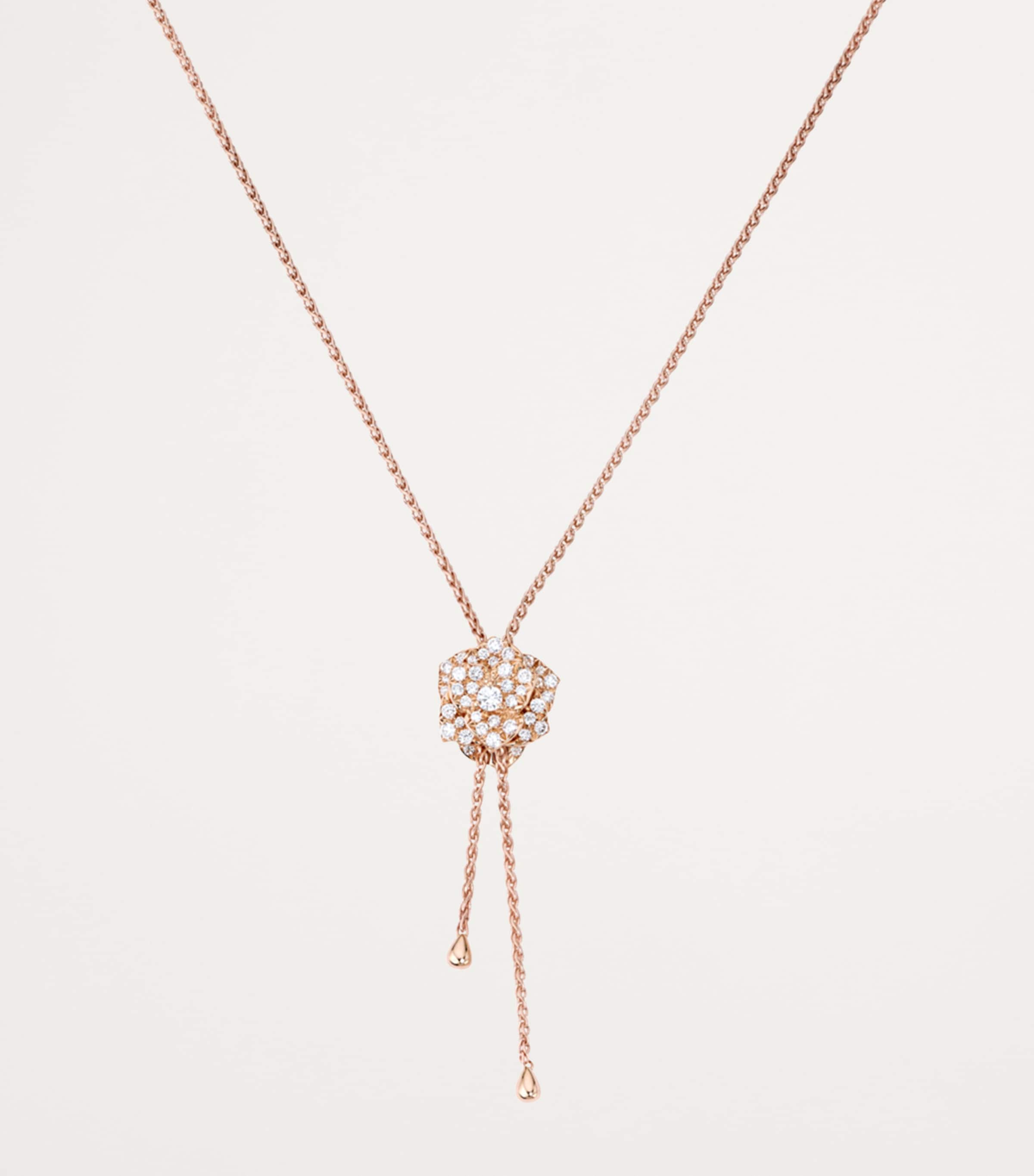 Rose Gold and Diamond Rose Pendant Necklace GOLD Image 2