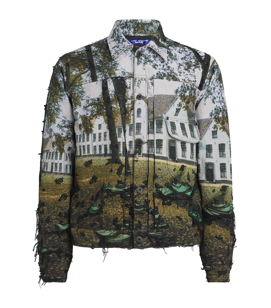 Junya Watanabe MAN Mens Distressed House Jacket Grn/bk/lgtblu Image 1