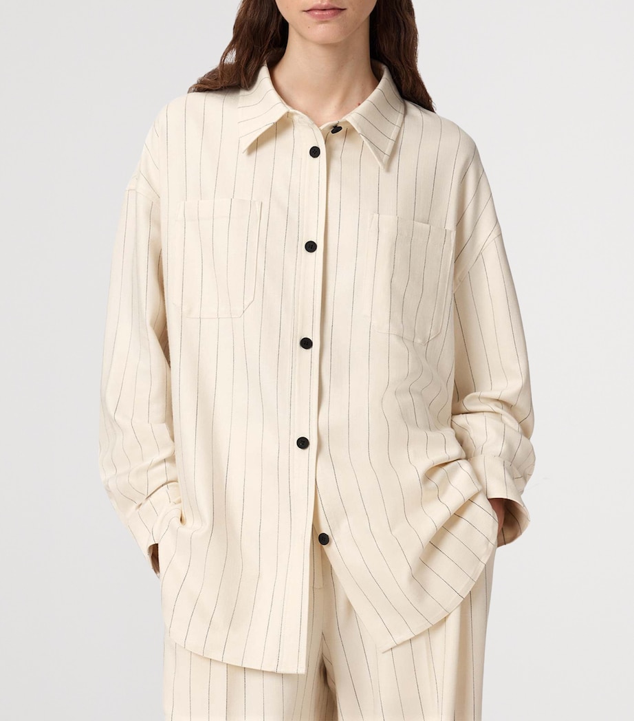 AllSaints Womens Stripe Olga Shirt Cream White Image 3