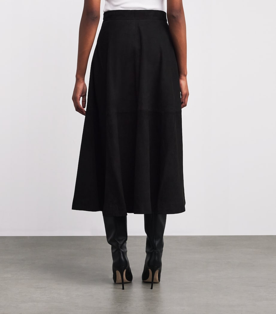 Suede A-Line Midi Skirt BLACK-001 Image 4