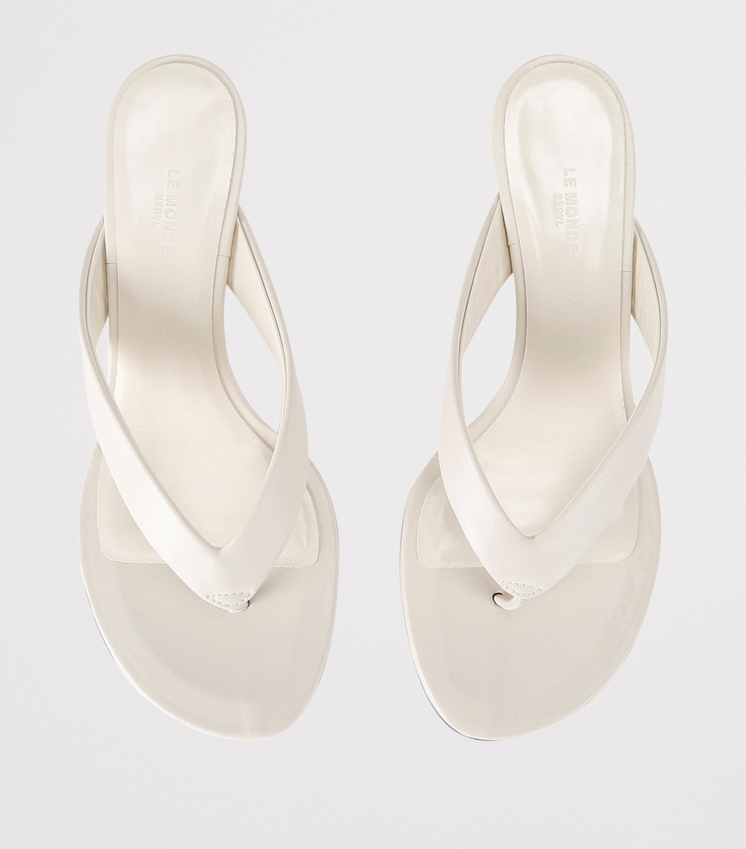 Leather Micro Wedge Sandals 40 WHITE Image 5