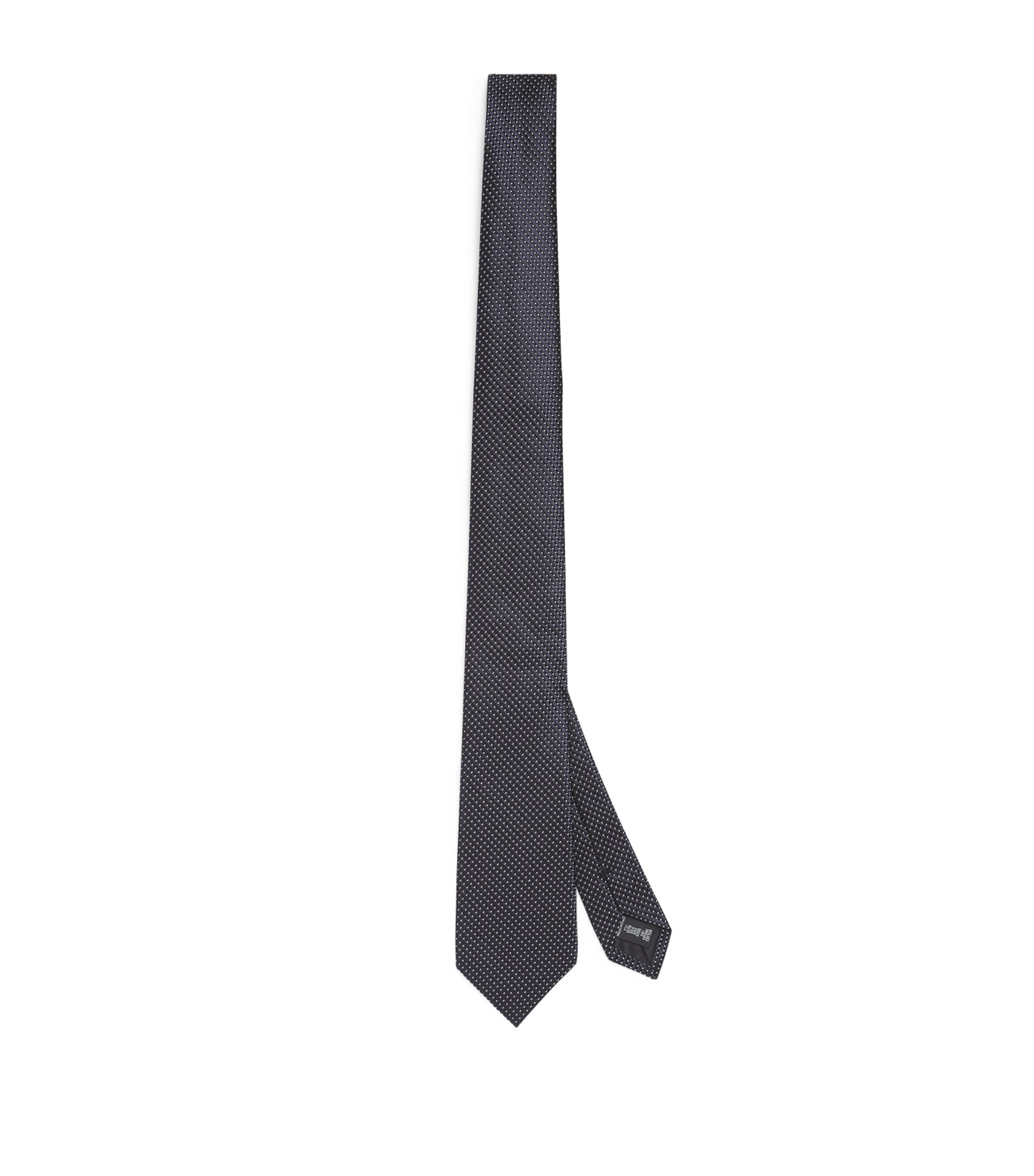 Emporio Armani Silk Jacquard Polka Dot Tie In Black