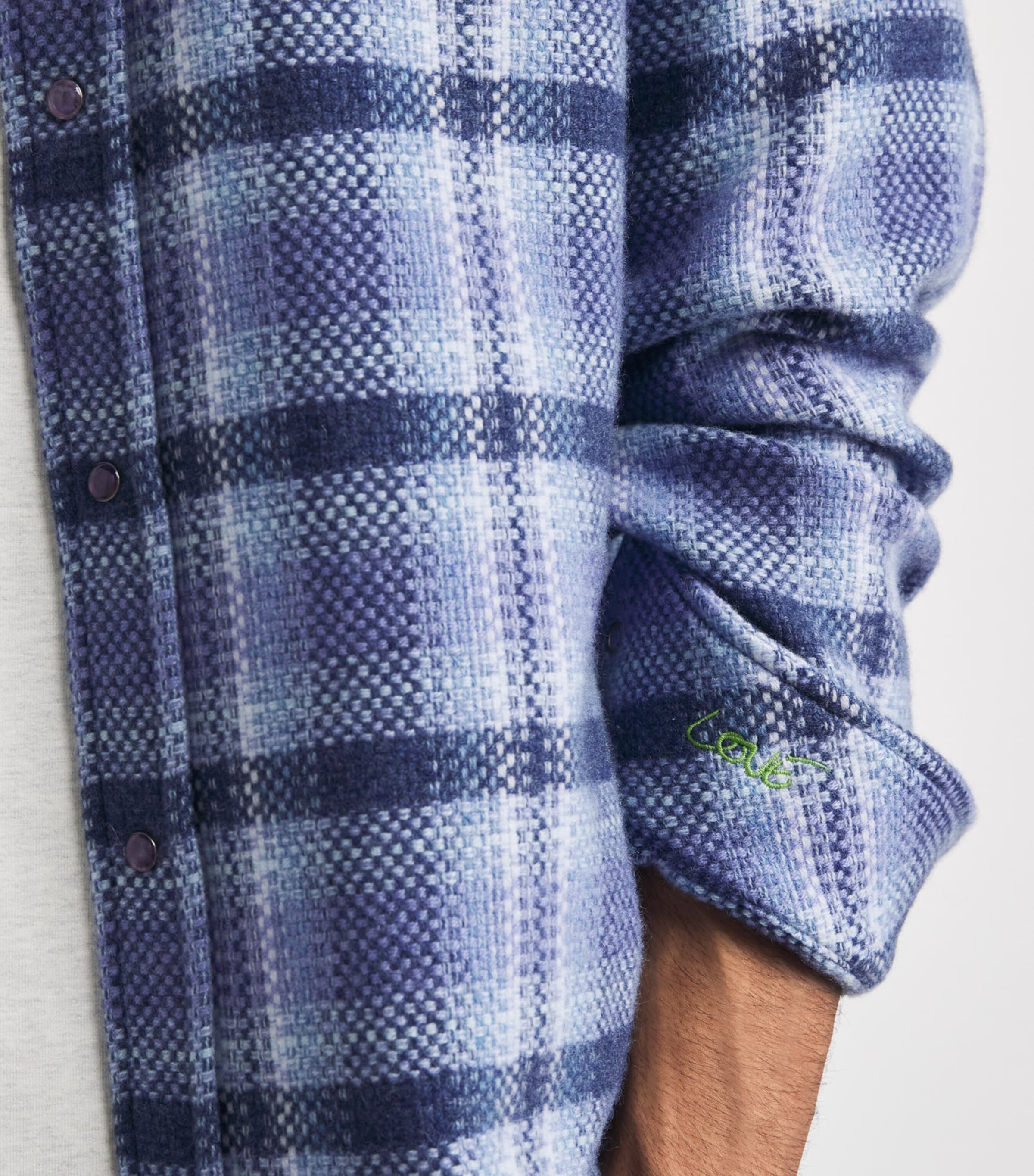 God's True Cashmere Mens Cashmere Check Uniform Shirt Amethyst Image 3