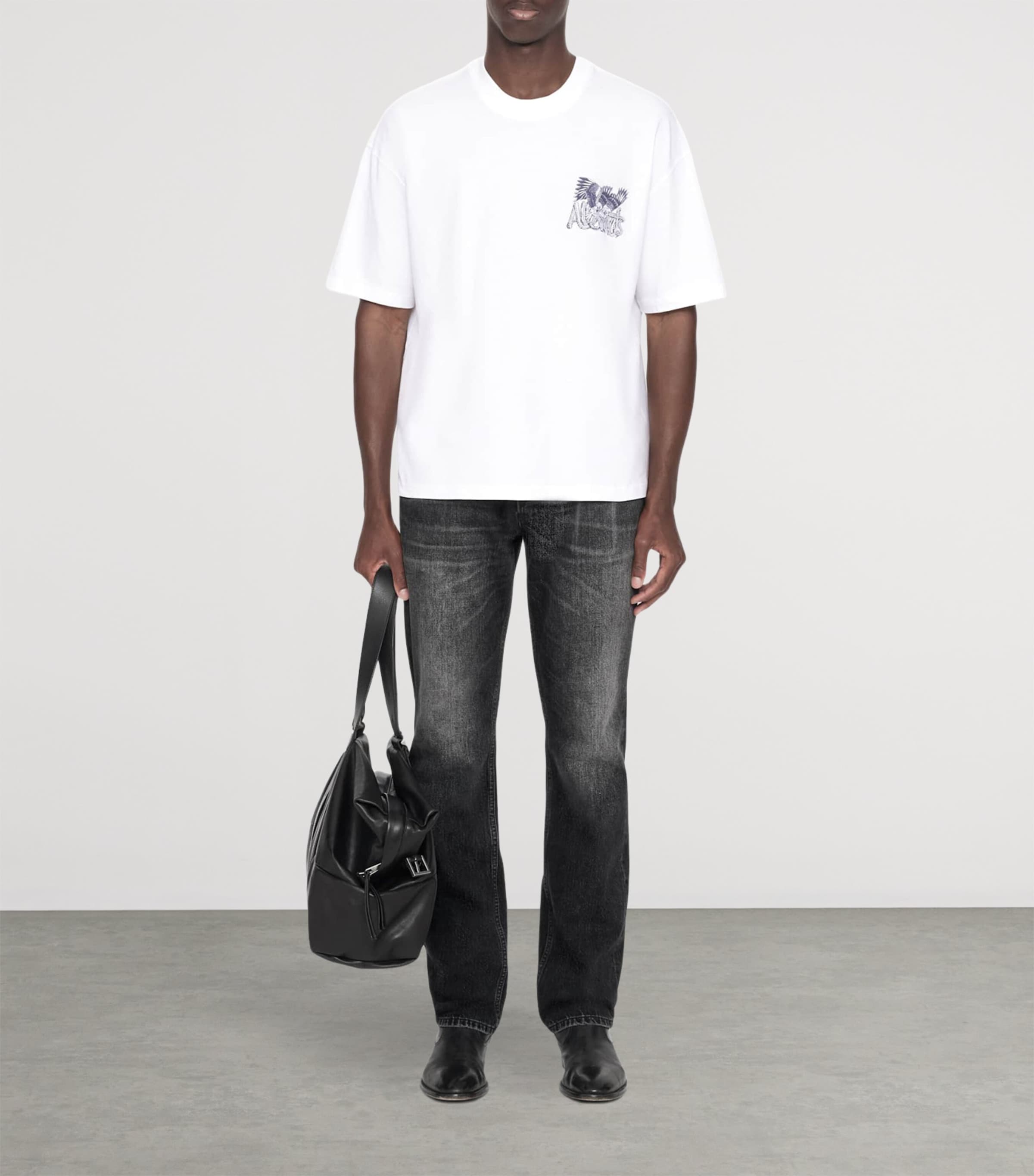 AllSaints Mens Organic Cotton Battles T-Shirt Optic White Image 2