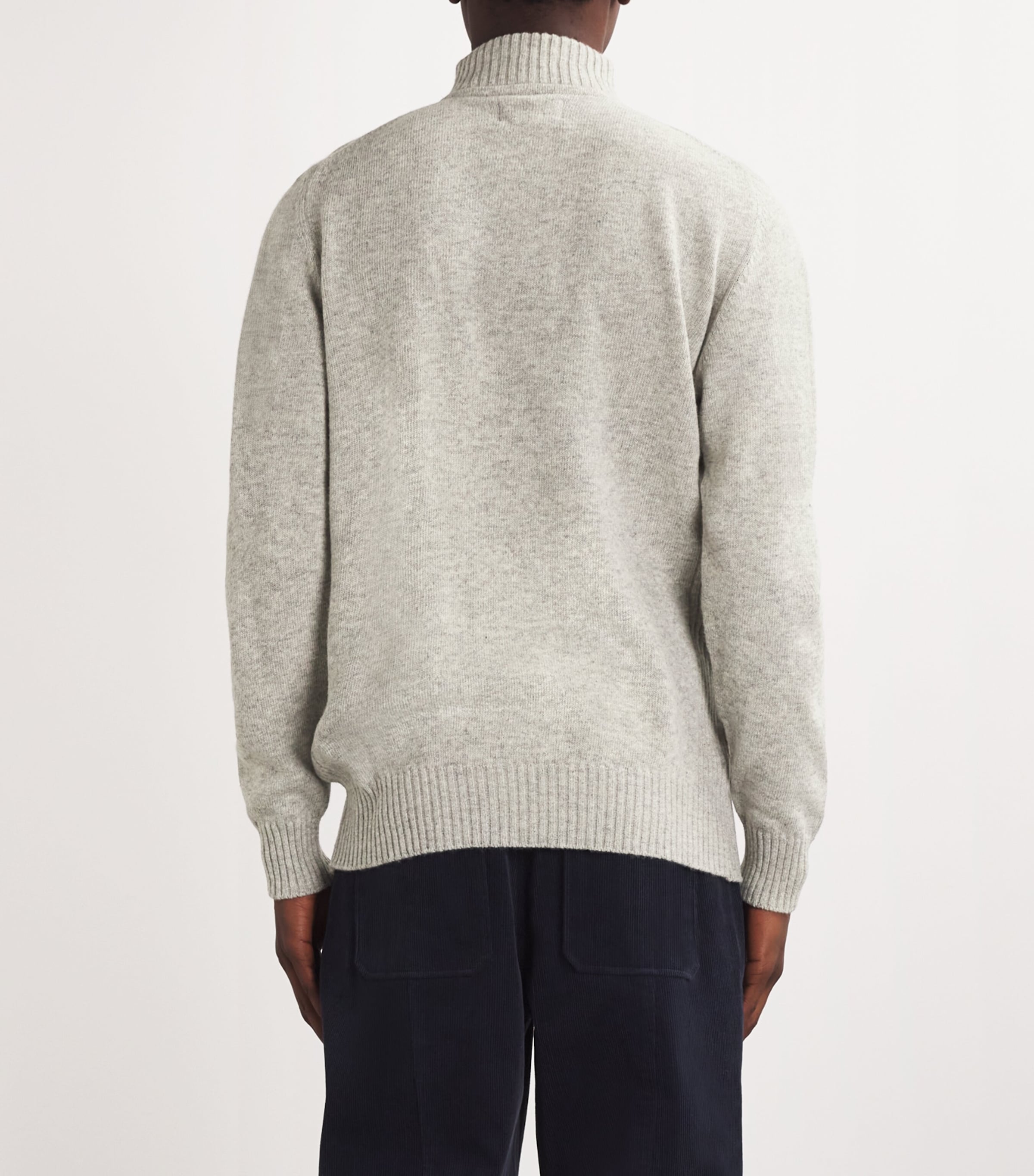 Barbour Mens Wool Half-Zip Sweater Lt Grey Marl Image 5