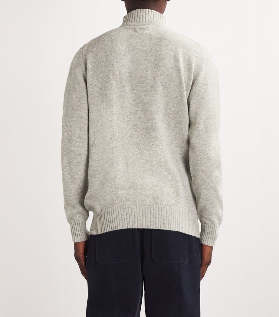Barbour Mens Wool Half-Zip Sweater Lt Grey Marl Image 5