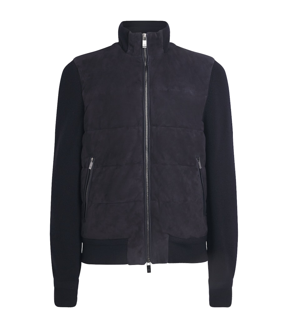 Pal Zileri Mens Goat Suede Hybrid Jacket Blue Image 1