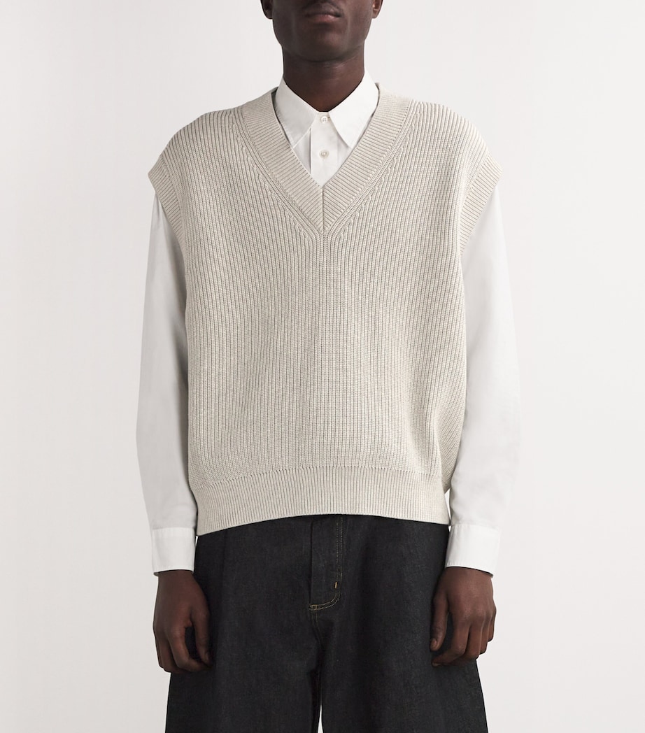 Studio Nicholson Mens Cotton Culkin Sweater Vest Grey Marl Image 3