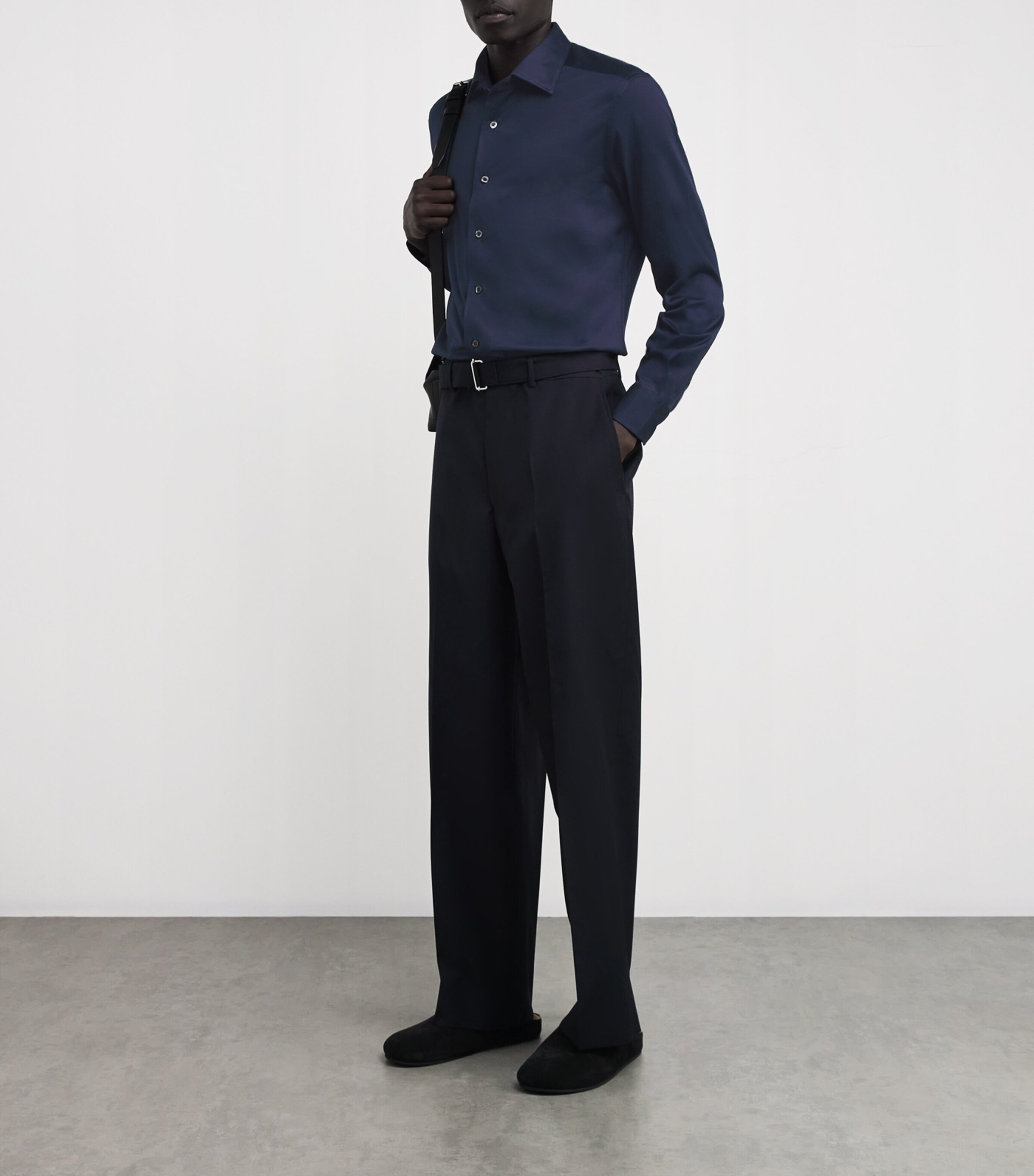 Corneliani Mens Cotton Jersey Shirt Navy Blue Image 2