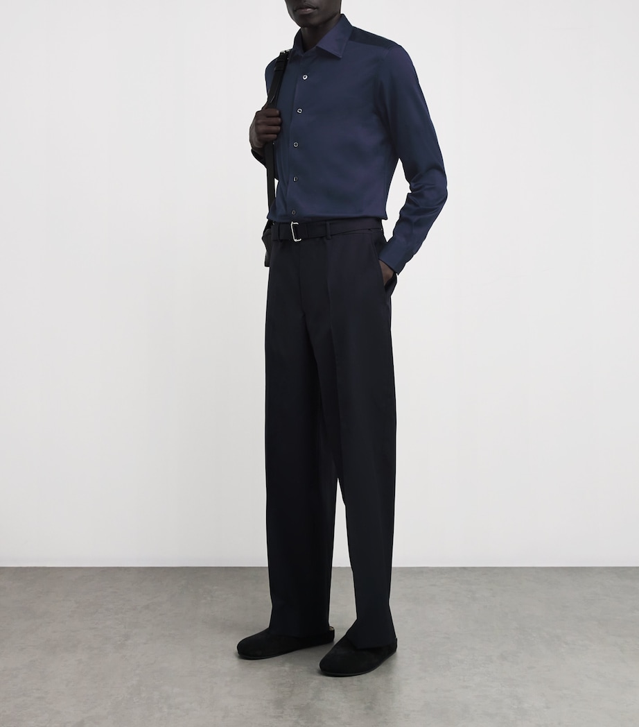 Corneliani Mens Cotton Jersey Shirt Navy Blue Image 2
