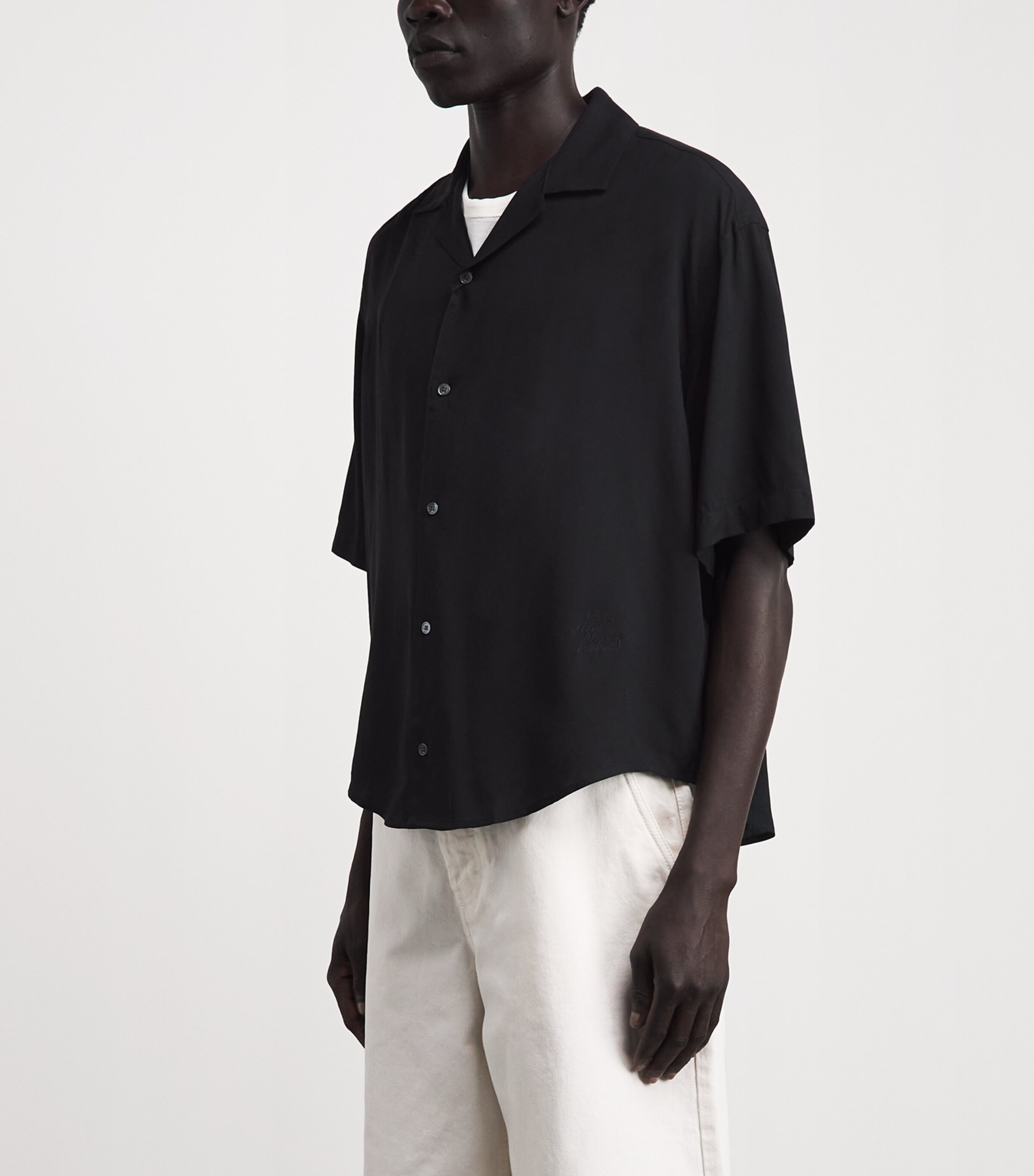 AMI Paris Mens Cotton Ami de Coeur Short-Sleeve Shirt Noir Image 4