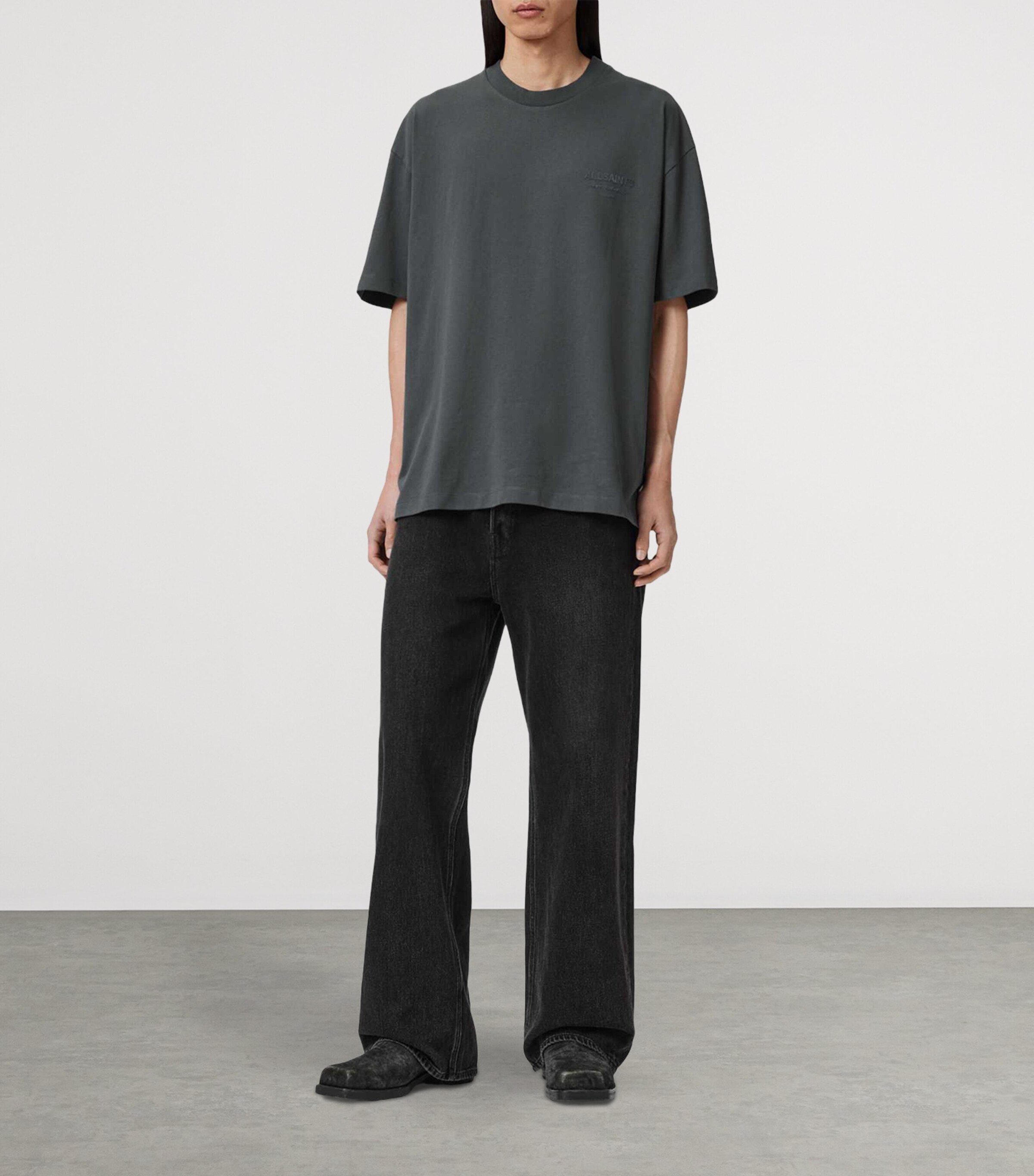 AllSaints Mens Organic Cotton Xander T-Shirt Dark Steel Blue Image 6