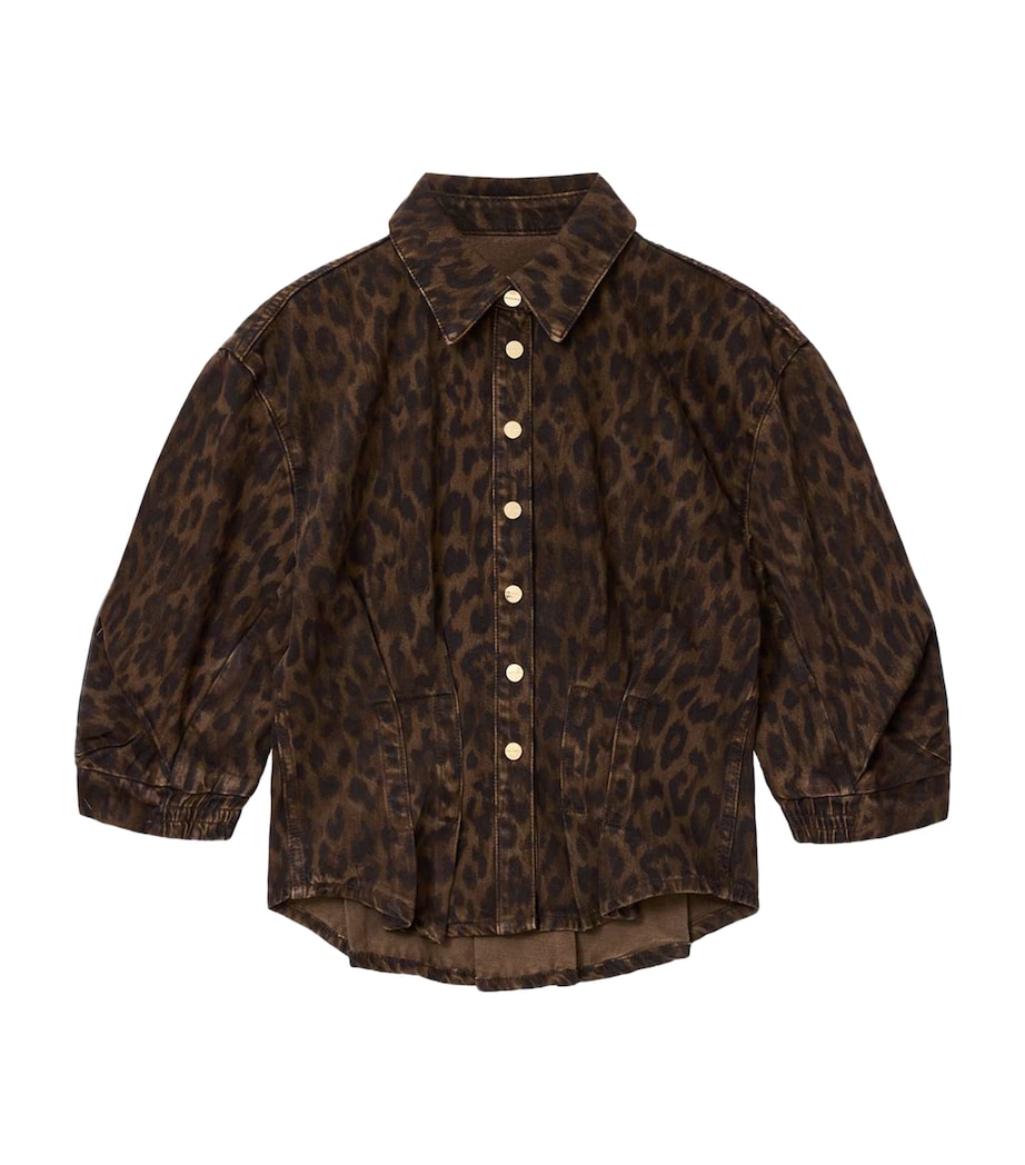 AllSaints Womens Denim Leopard Nancy Shirt Leppo Brown Image 1