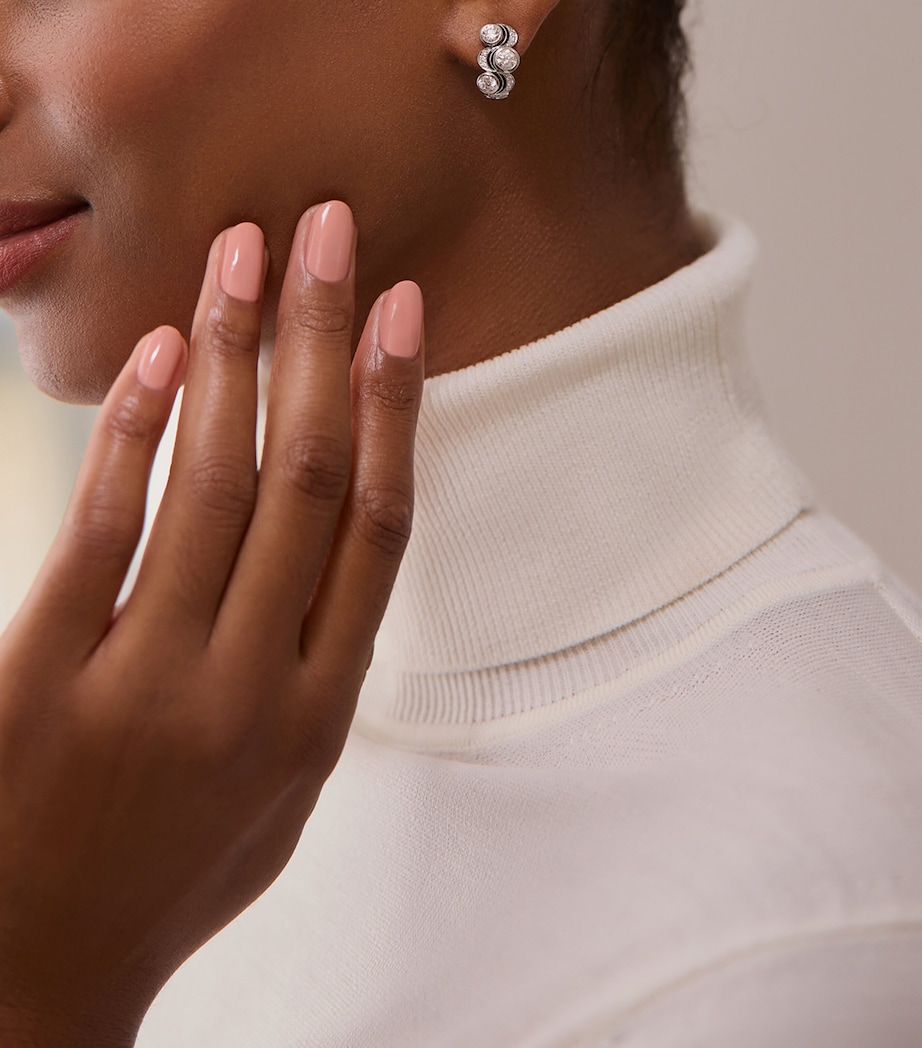 Platinum and Diamond Over the Moon Earrings PLATINUM Image 2