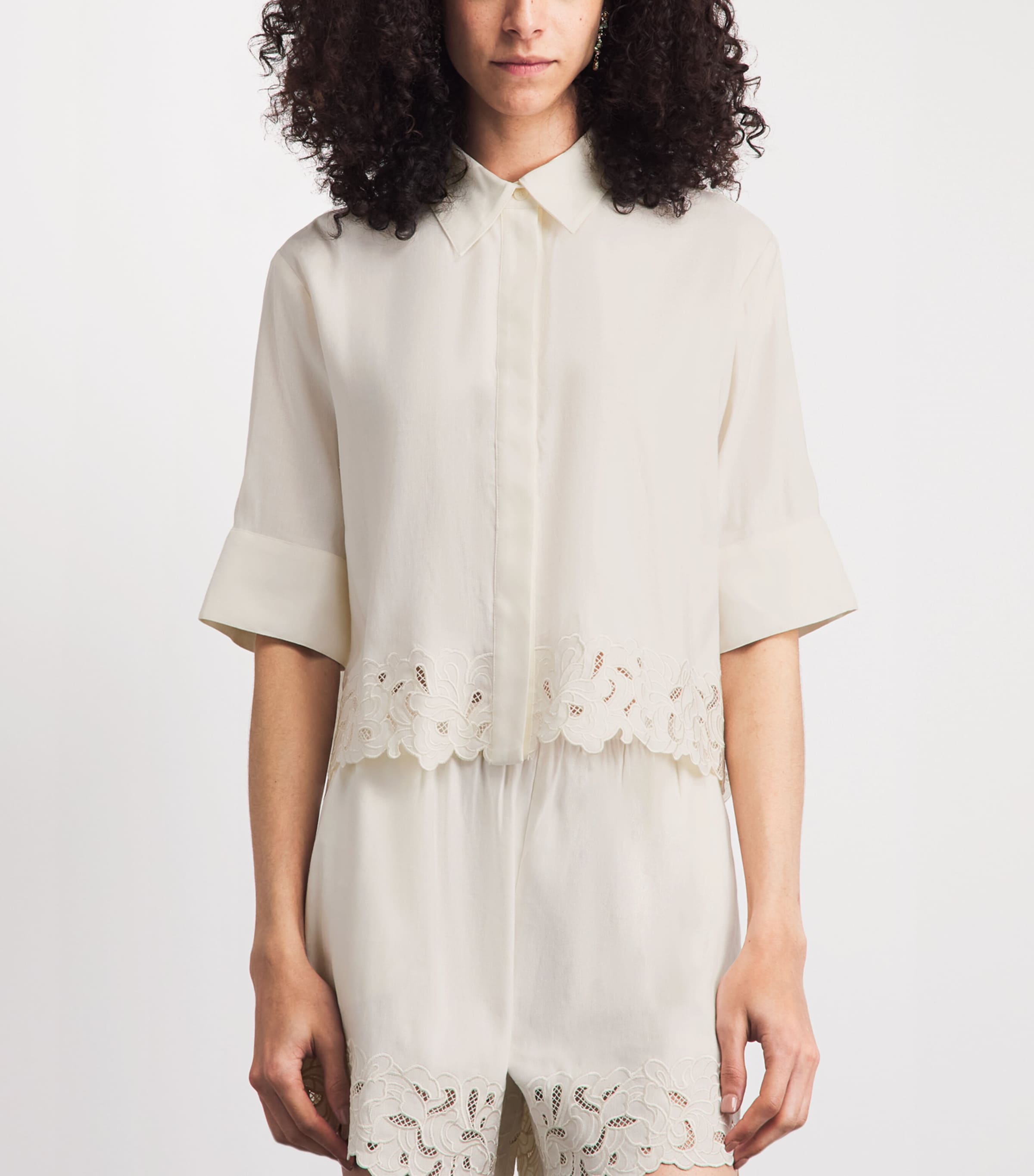 CAMILLA AND MARC Womens Linen-Blend Chara Cropped Shirt Cream Mcrm Image 4