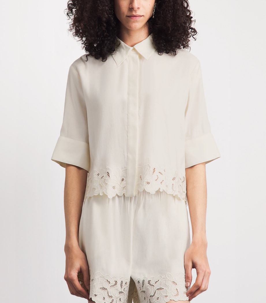 CAMILLA AND MARC Womens Linen-Blend Chara Cropped Shirt Cream Mcrm Image 4