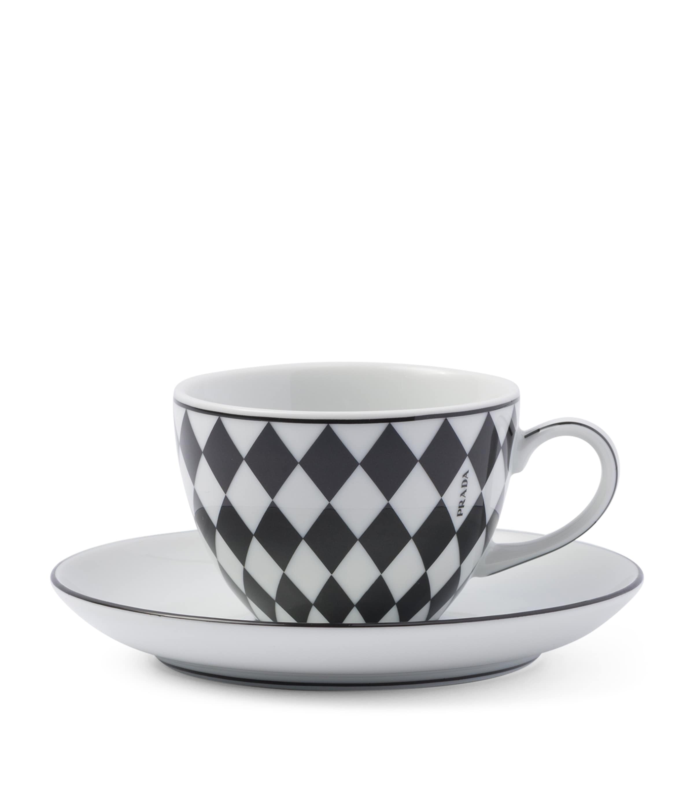Chequerboard Coffee Cup and Saucer (Set of 4) F0E5W Image 2